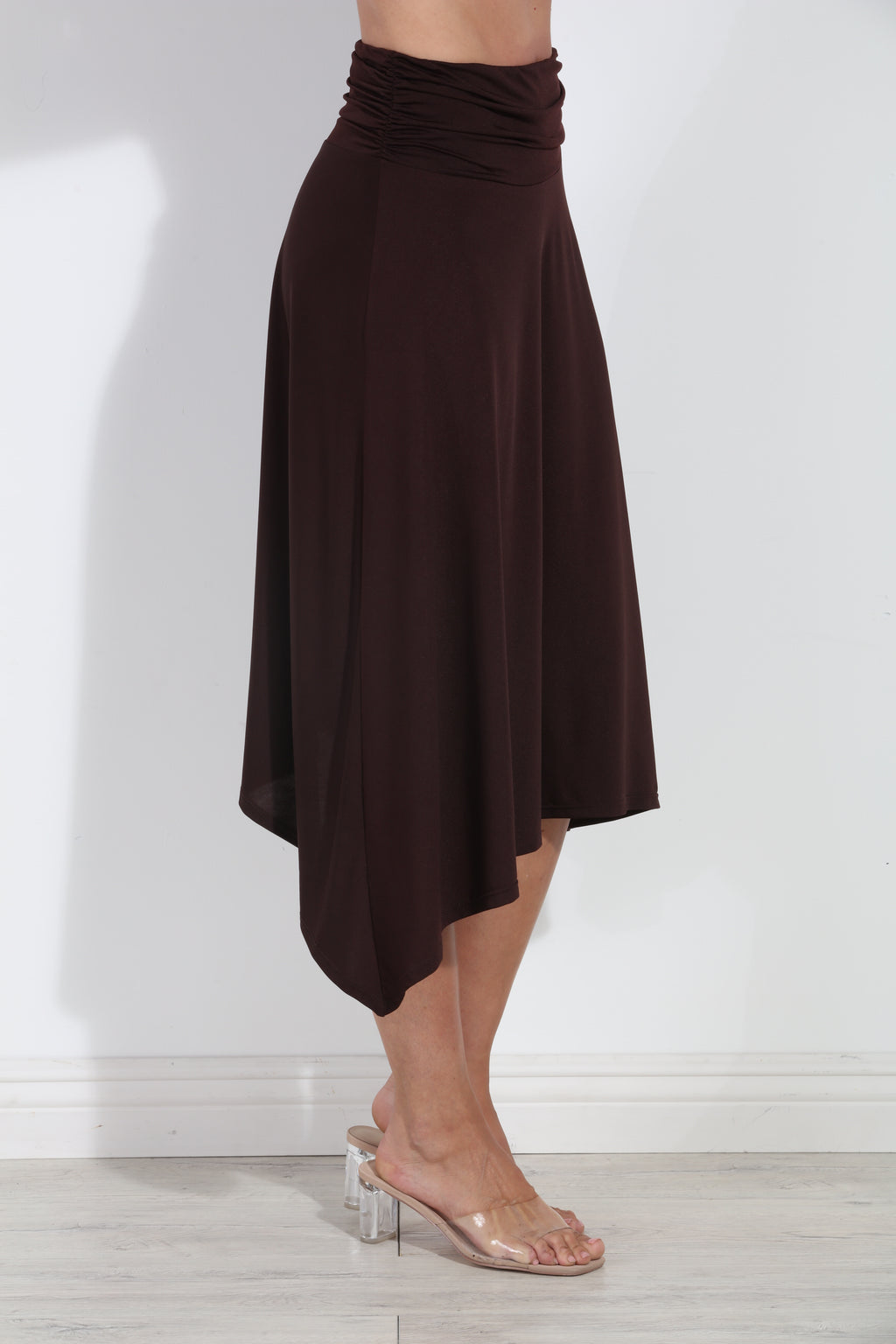 Espresso Bias Cut Midi Skirt