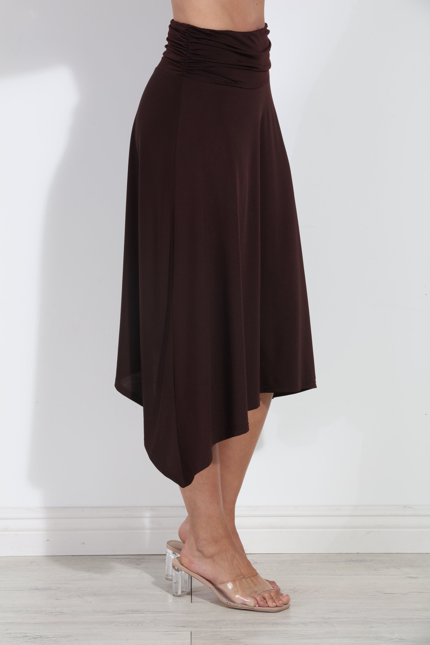 Espresso Bias Cut Midi Skirt