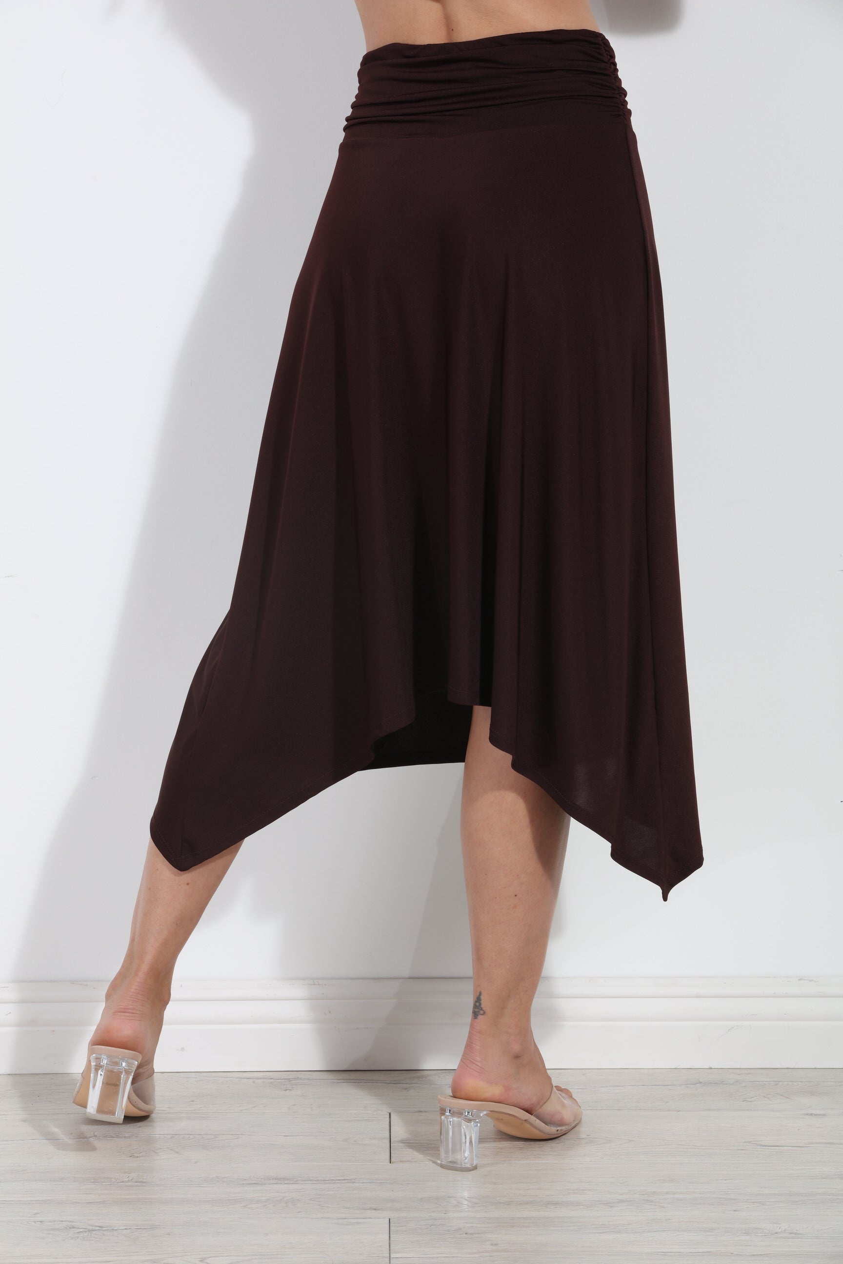 Espresso Bias Cut Midi Skirt