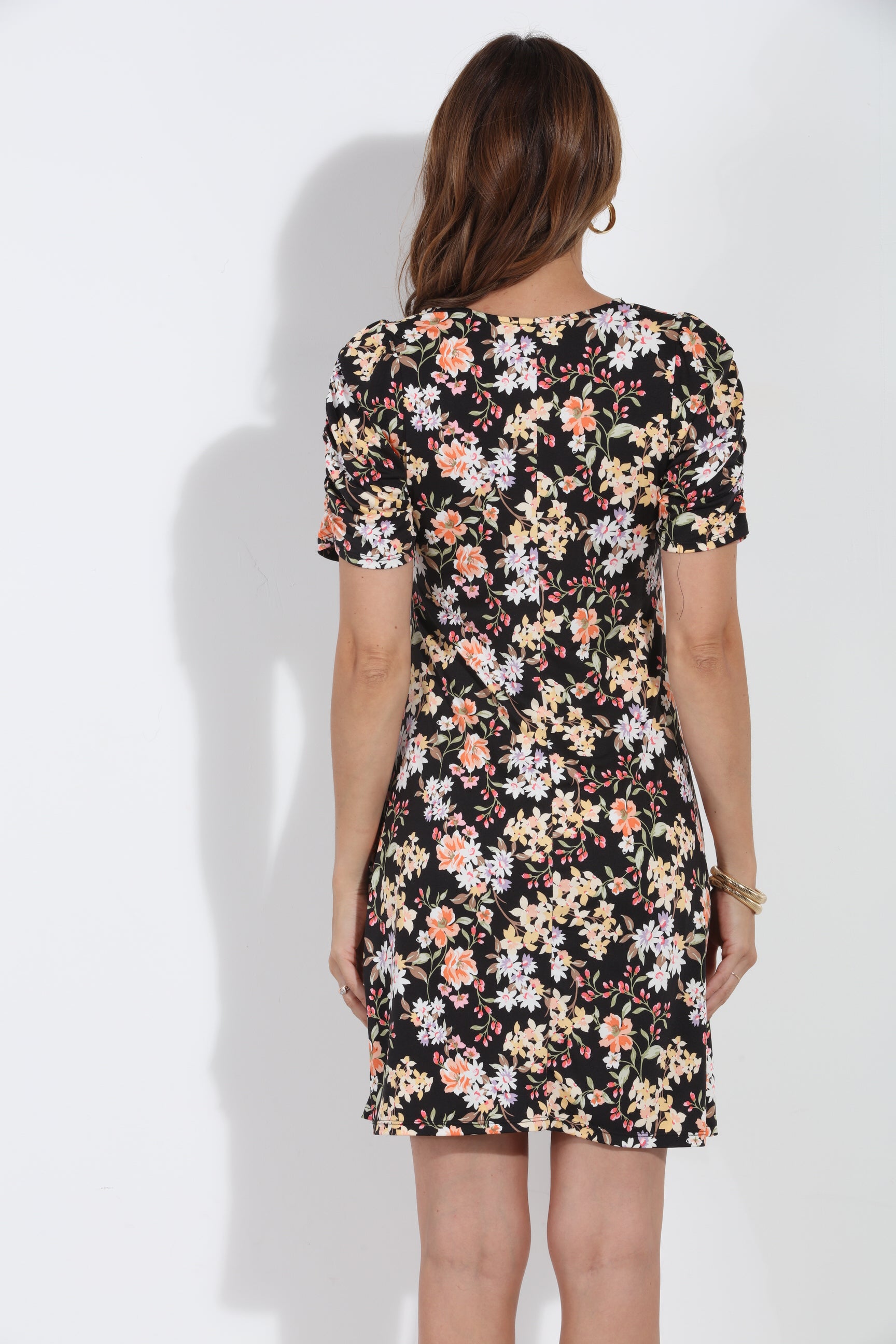 Moonflower V-Neck Shirred Dress-BEST SELLER