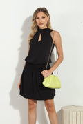 Black Stretch Smocked Short Dress-BEST SELLER