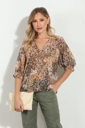 Karisa Split Neck Blouse-FINAL SALE