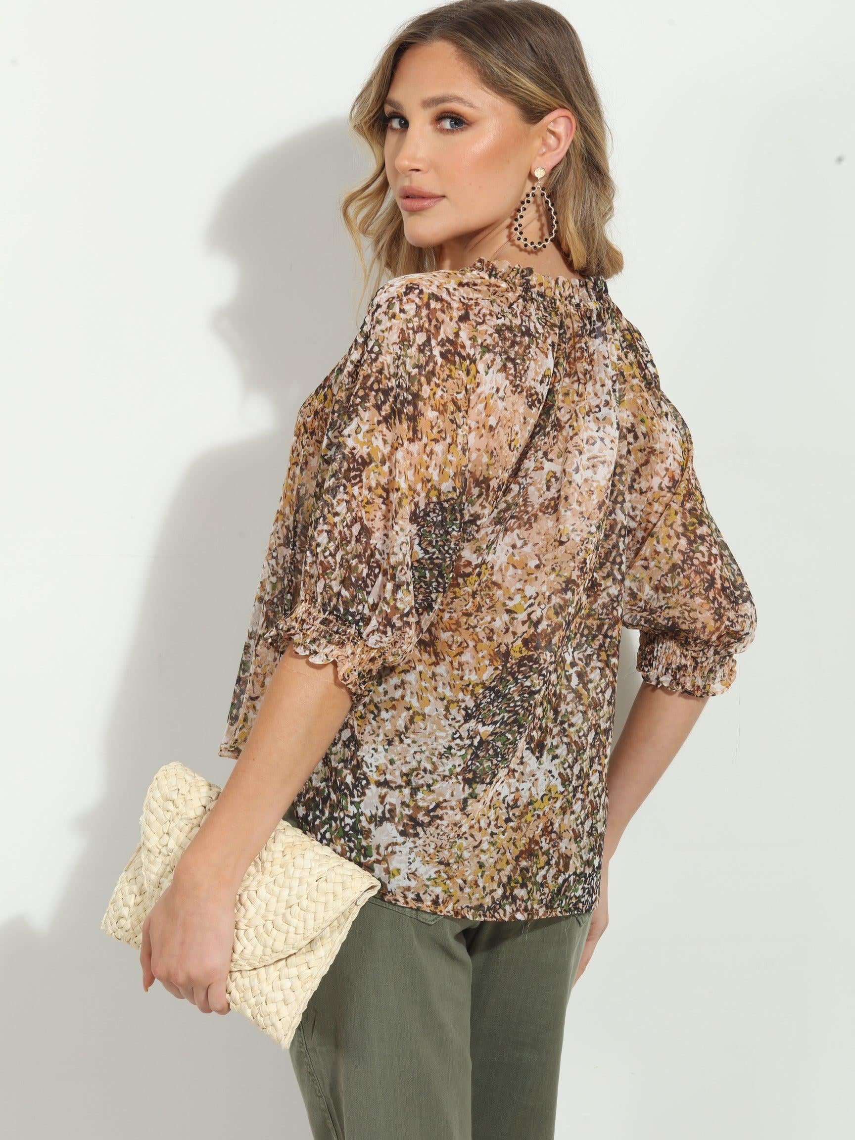 Karisa Split Neck Blouse-FINAL SALE