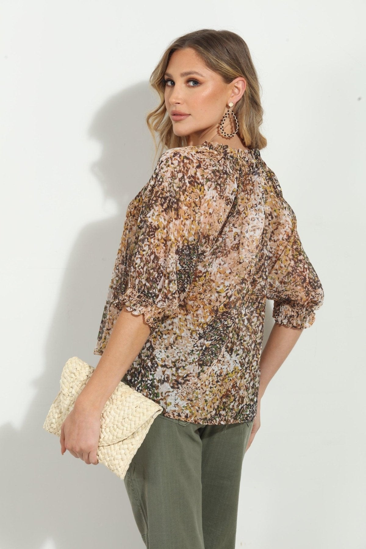 Karisa Split Neck Blouse-FINAL SALE