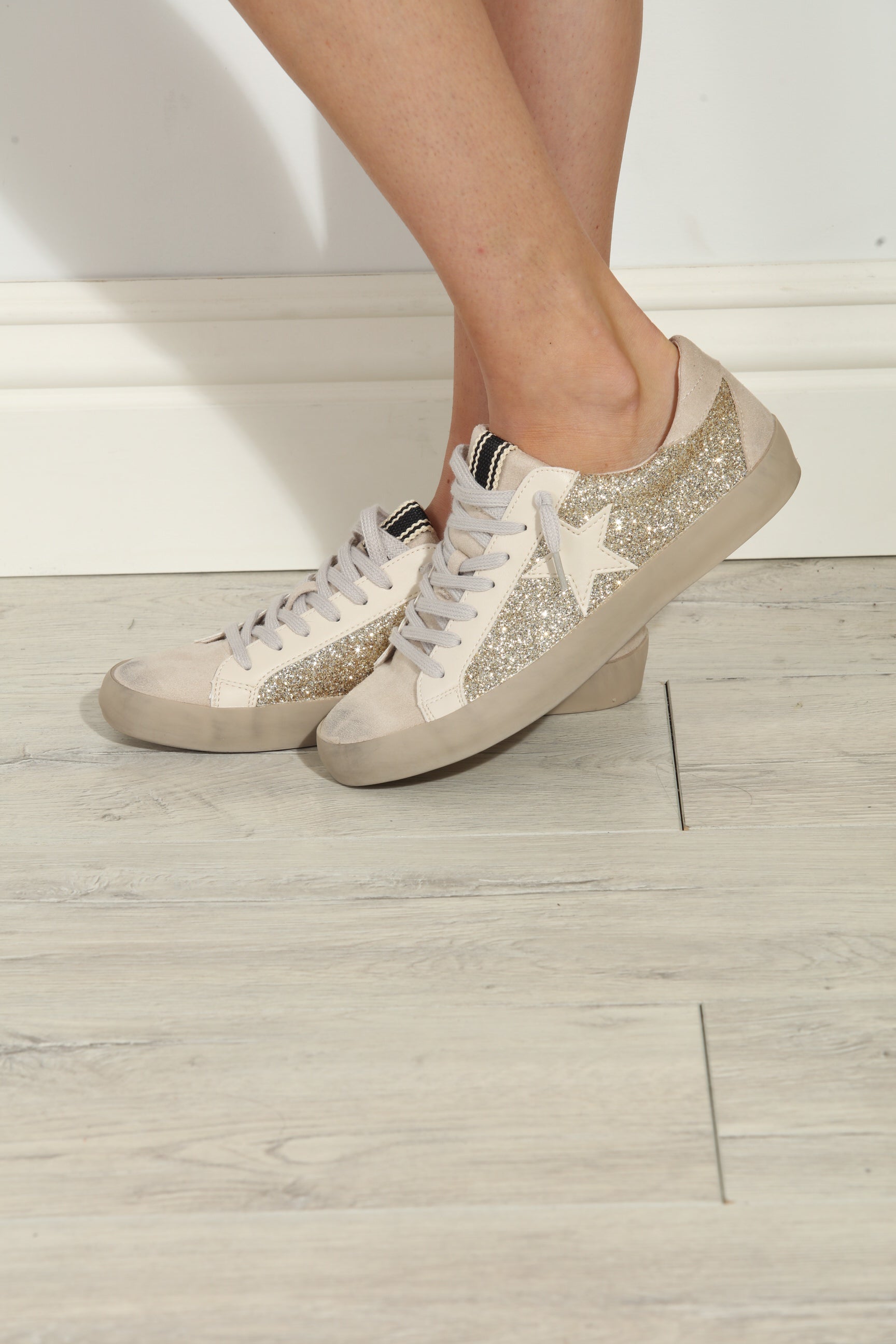 Paula Gold Glitter Sneakers