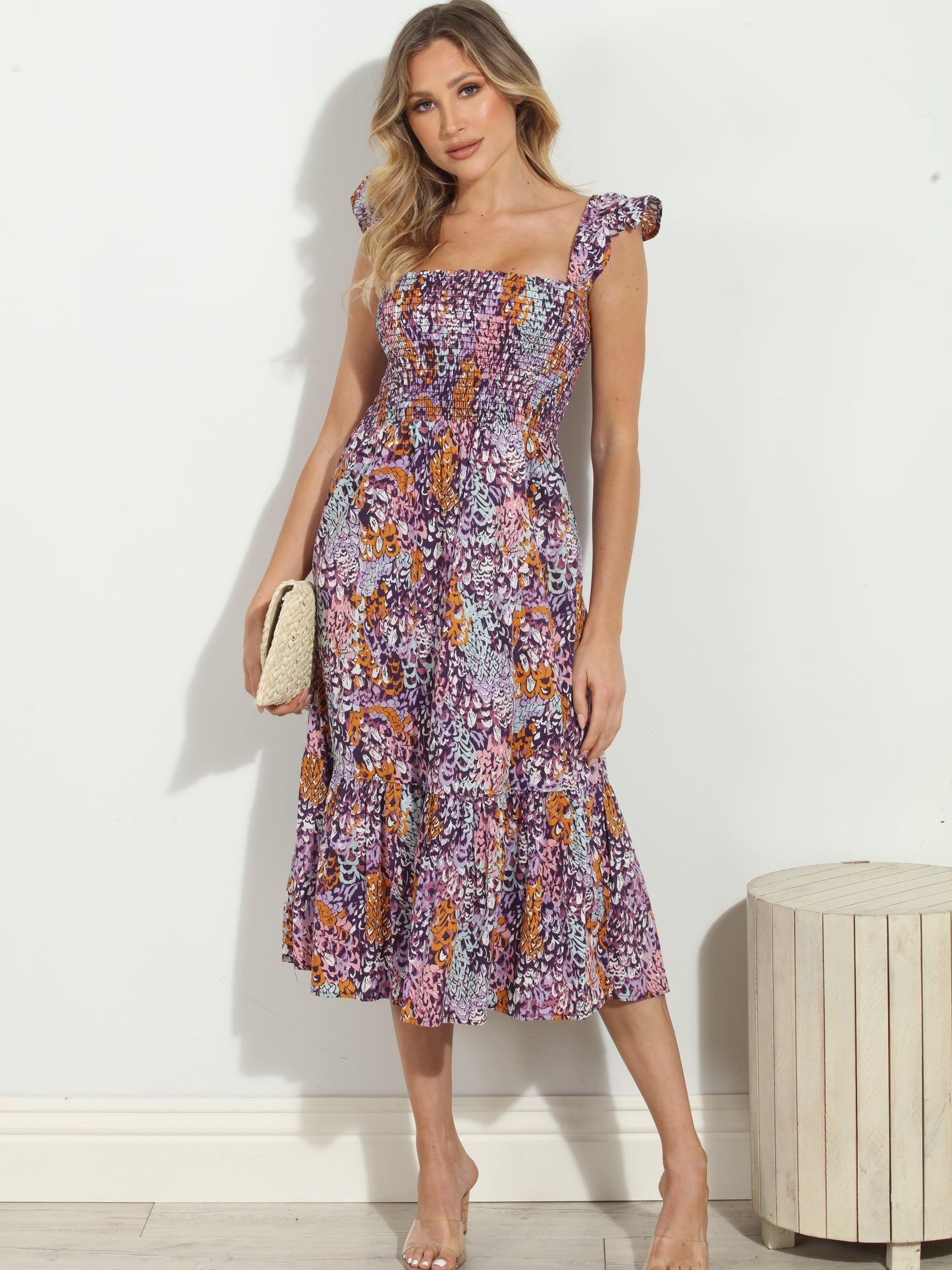 Ryland Smocked Midi Dress-FINAL SALE