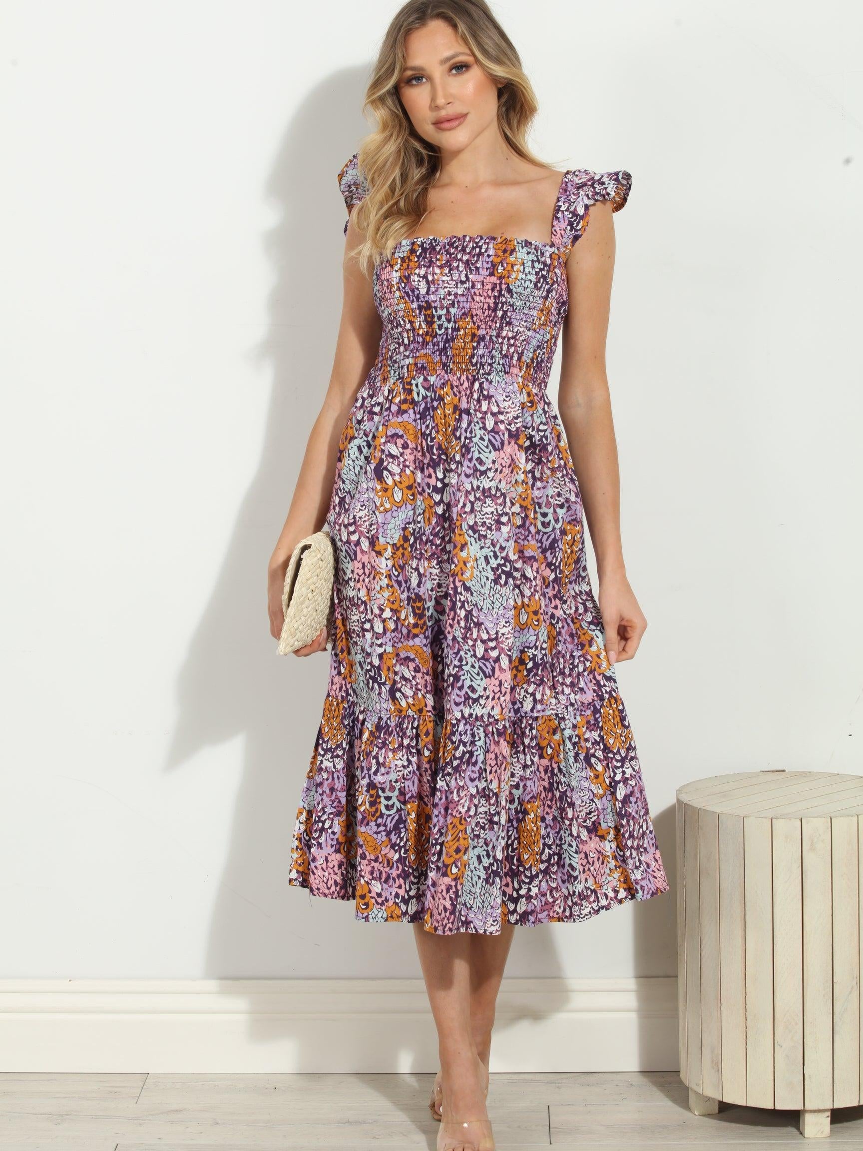 Ryland Smocked Midi Dress-FINAL SALE