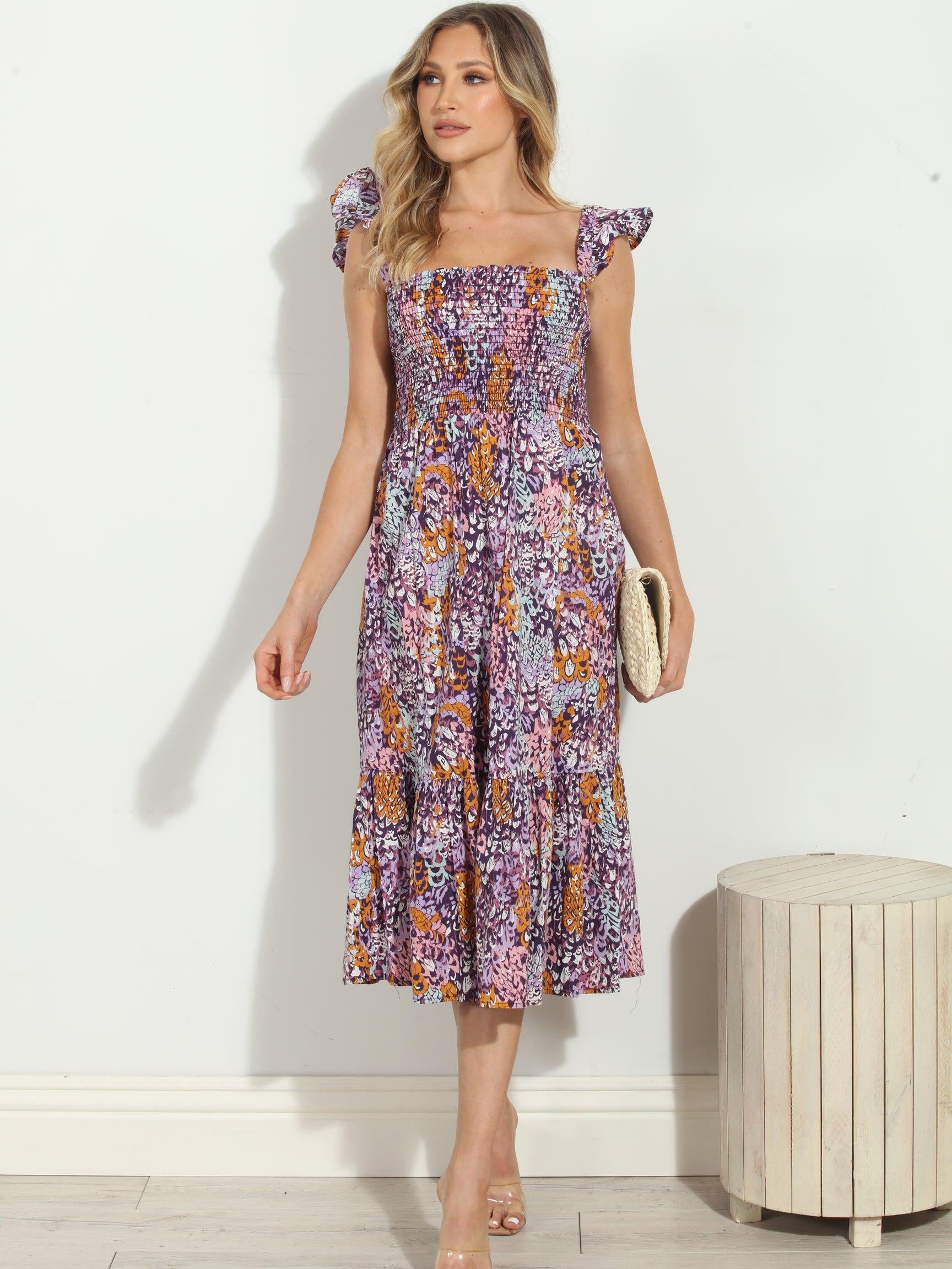 Ryland Smocked Midi Dress-FINAL SALE
