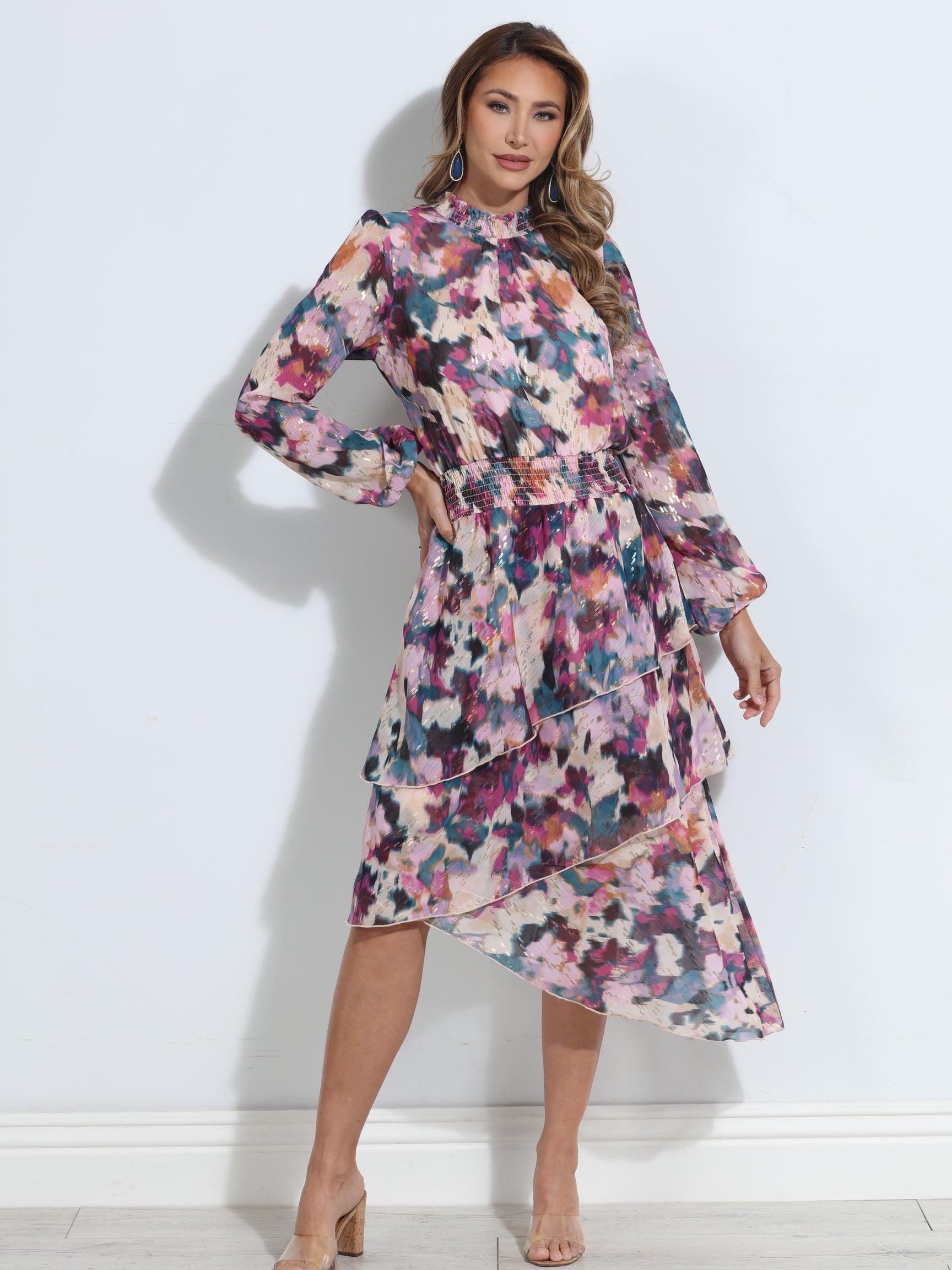 Lee Long Sleeve Tiered Ruffle Maxi Dress
