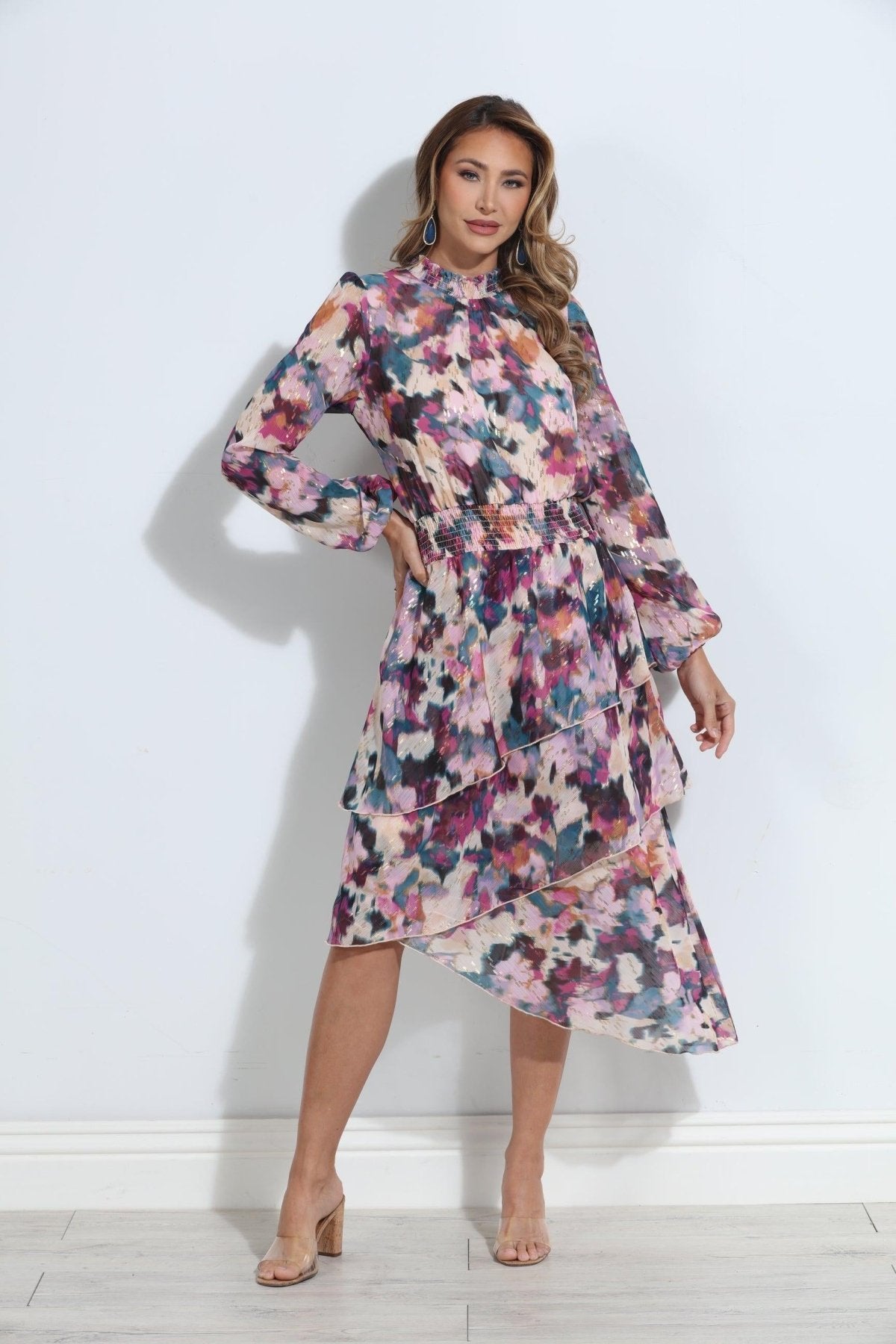 Lee Long Sleeve Tiered Ruffle Maxi Dress