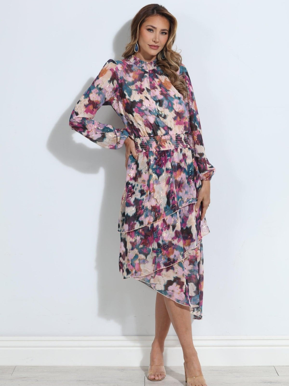 Lee Long Sleeve Tiered Ruffle Maxi Dress