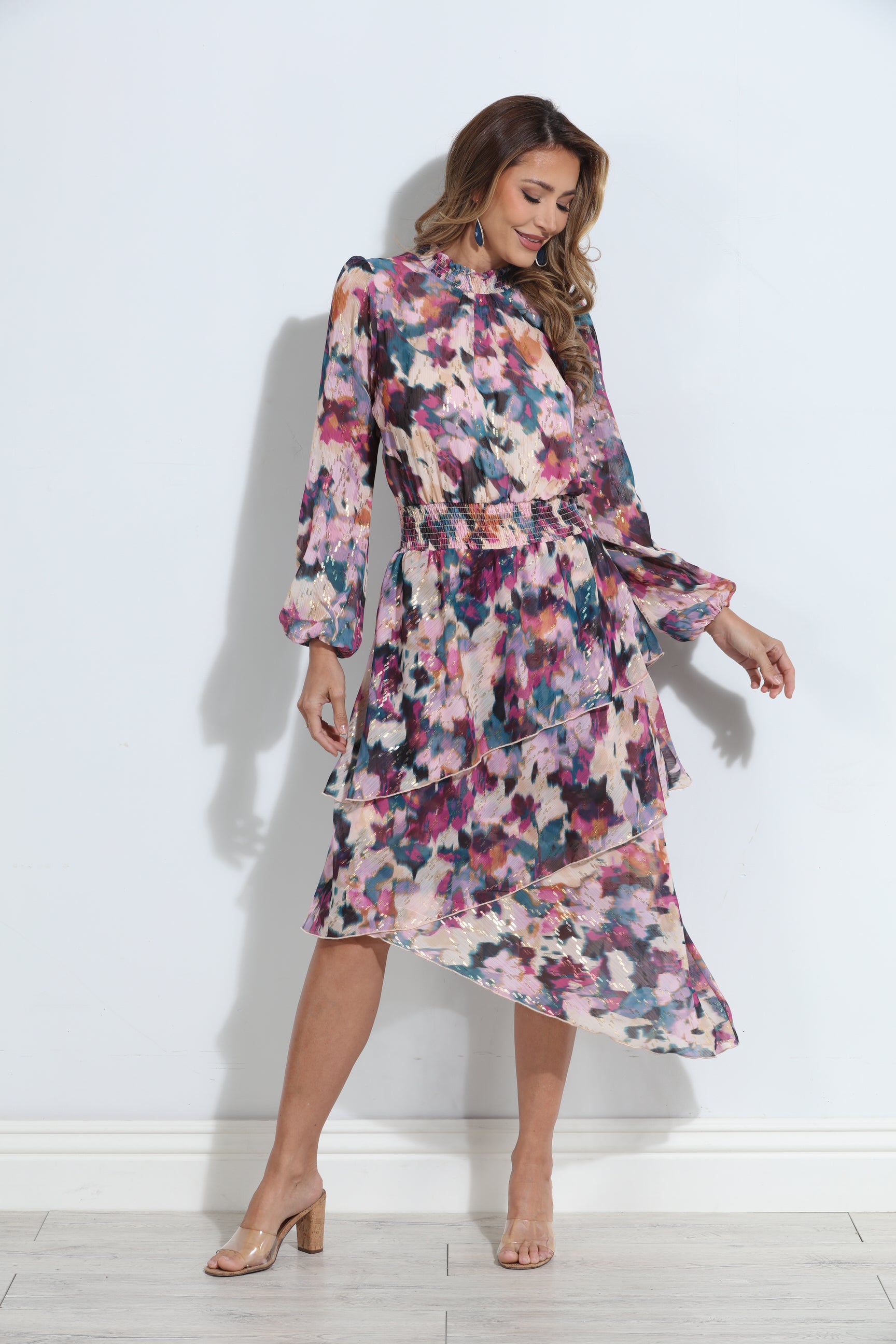 Lee Long Sleeve Tiered Ruffle Maxi Dress