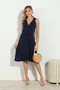 Navy Stretch Ruffle Wrap Dress-BEST SELLER
