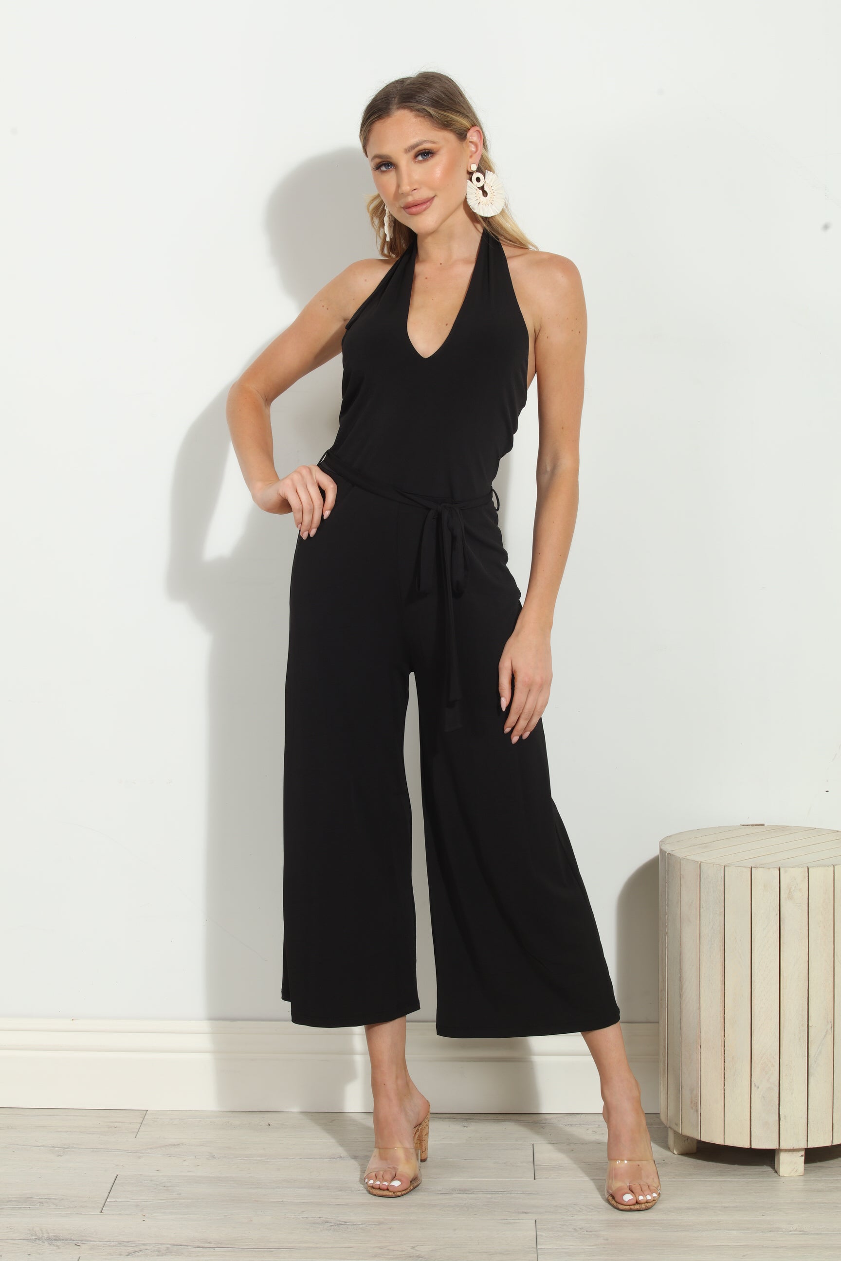 Adjustable Halter Culotte Jumpsuit-FINAL SALE