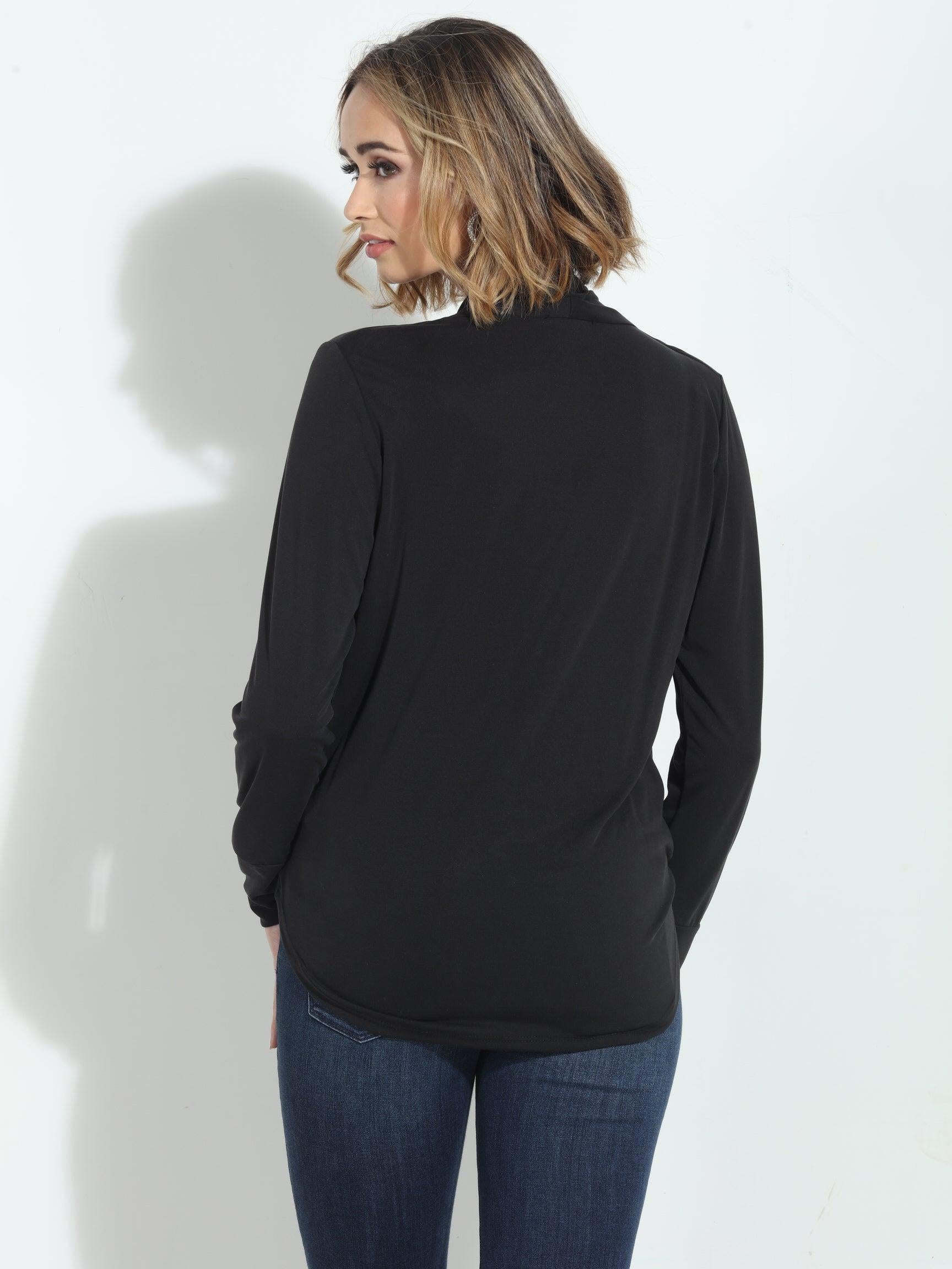 Black Cupro Draped Surplice Top-BEST SELLER