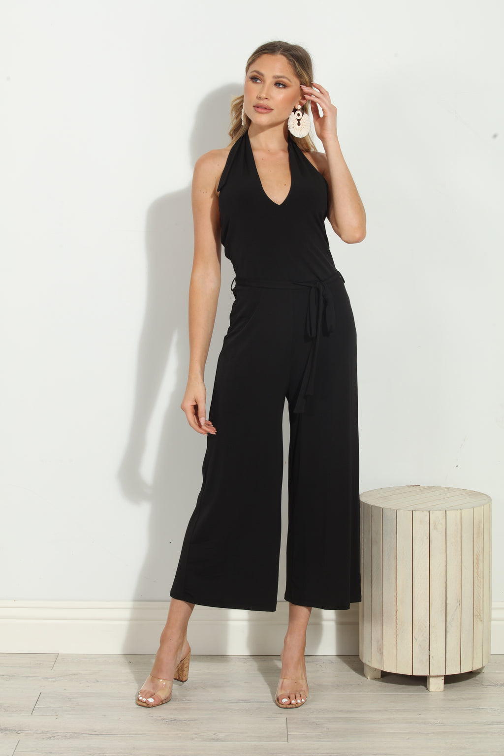 Adjustable Halter Culotte Jumpsuit-FINAL SALE