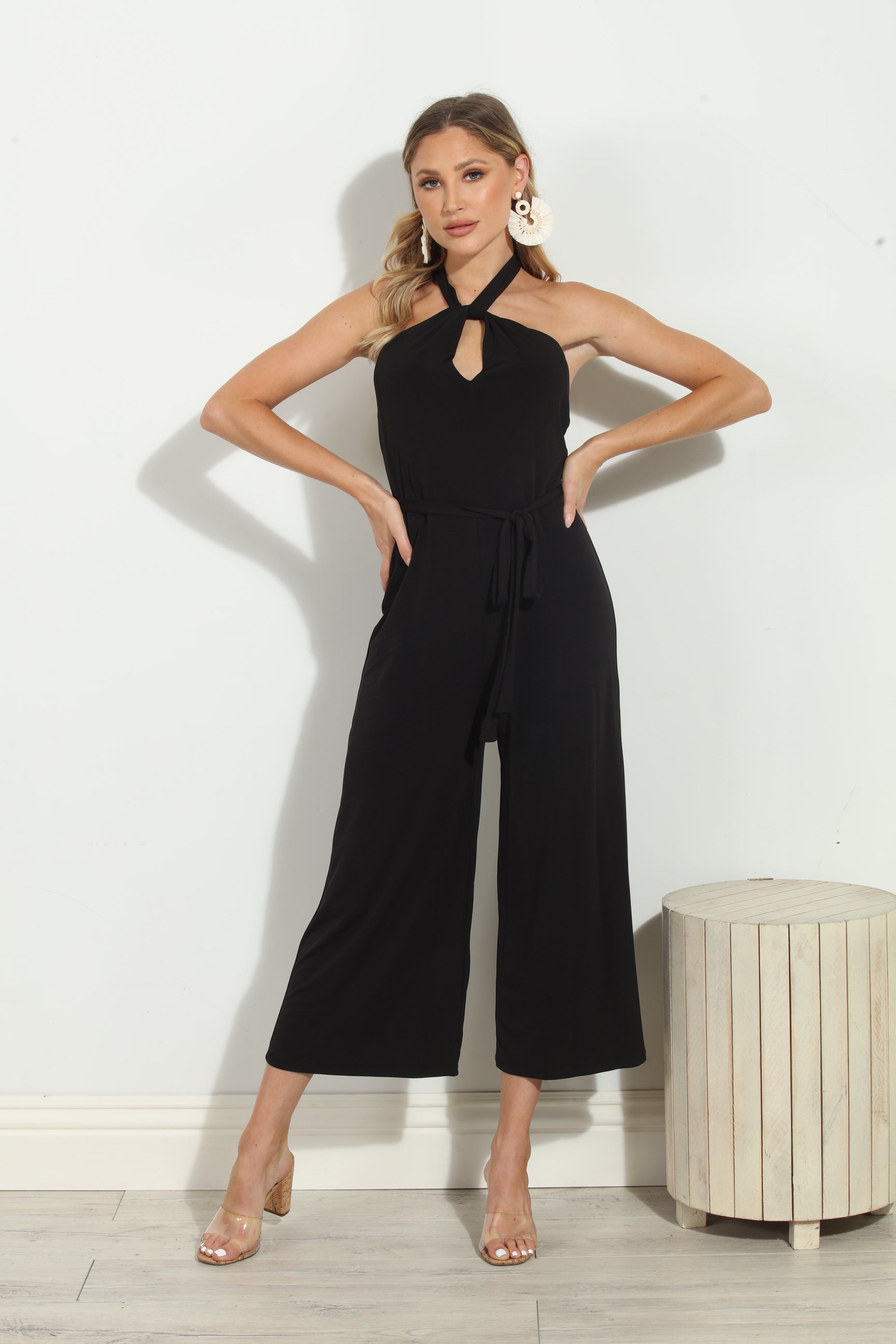 Adjustable Halter Culotte Jumpsuit-FINAL SALE