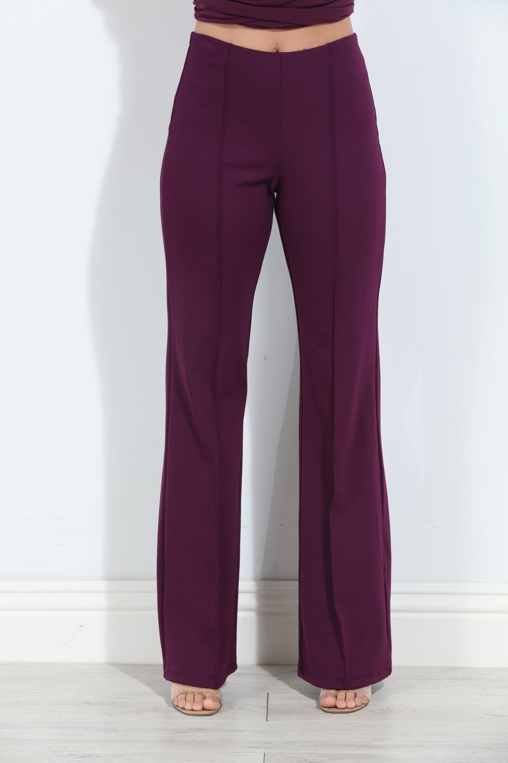 Plum Ponti Flare Leg Pants-BEST SELLER