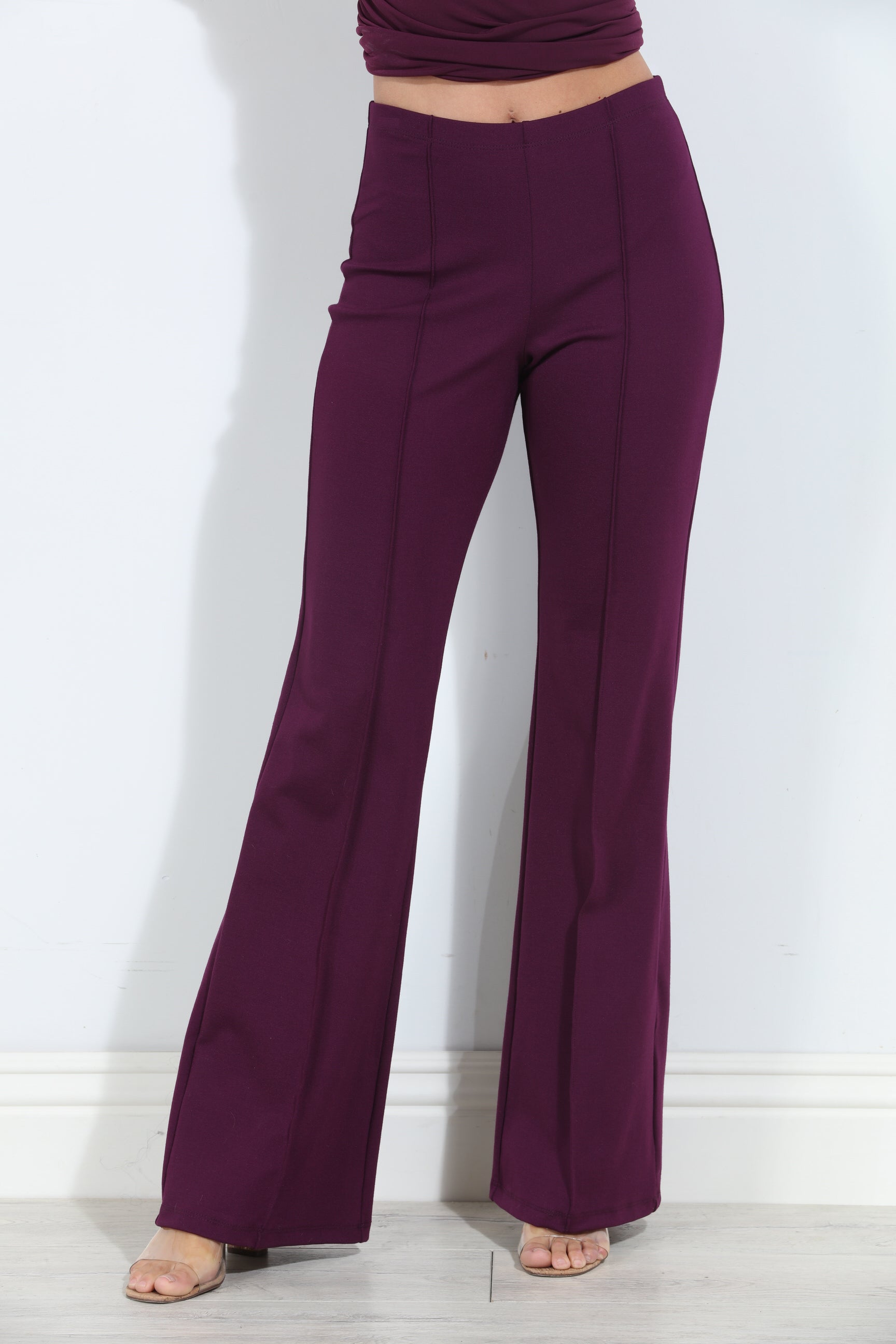 Plum Ponti Flare Leg Pants-BEST SELLER