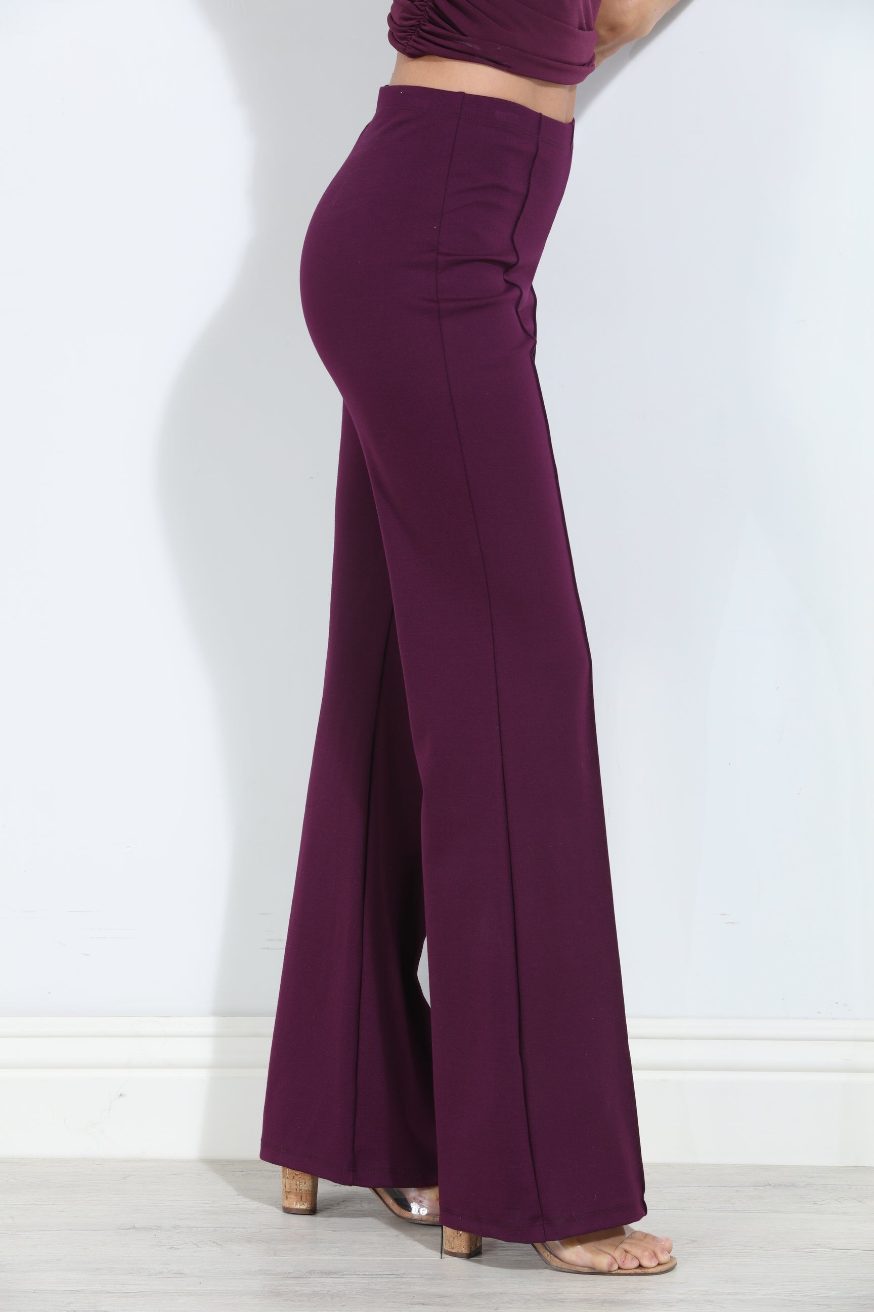 Plum Ponti Flare Leg Pants-BEST SELLER