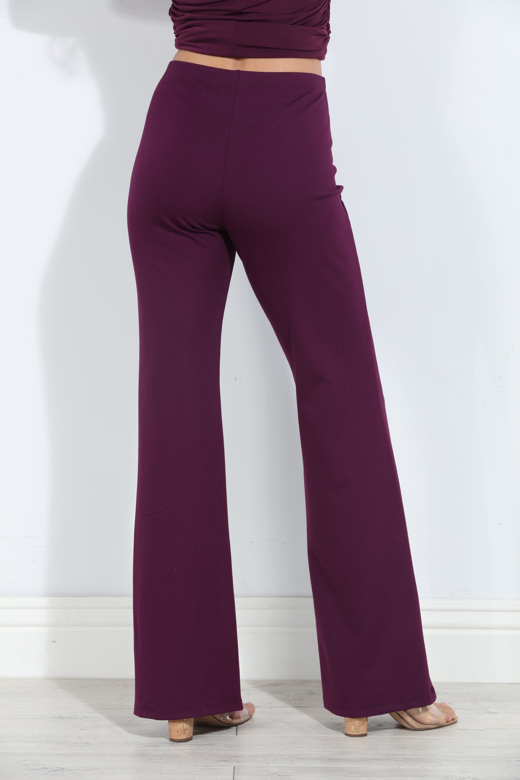 Plum Ponti Flare Leg Pants-BEST SELLER