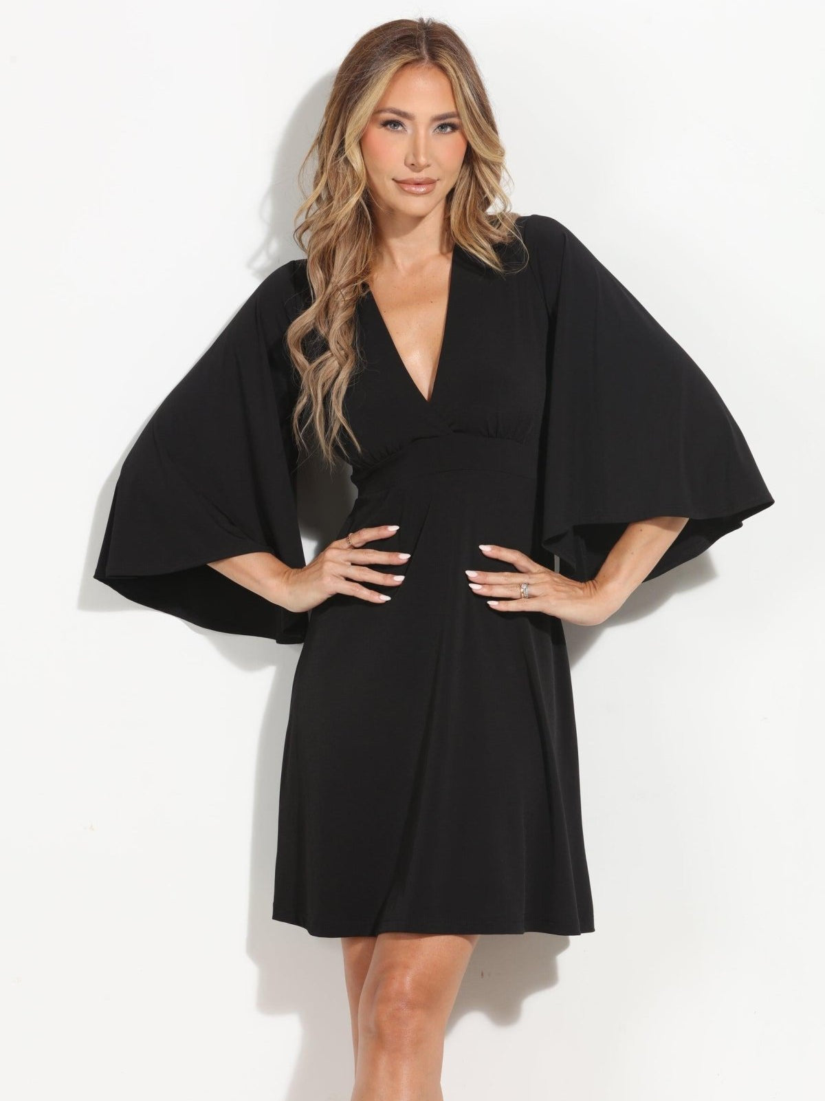 Black Stretch Kimono Sleeve Dress-BEST SELLER