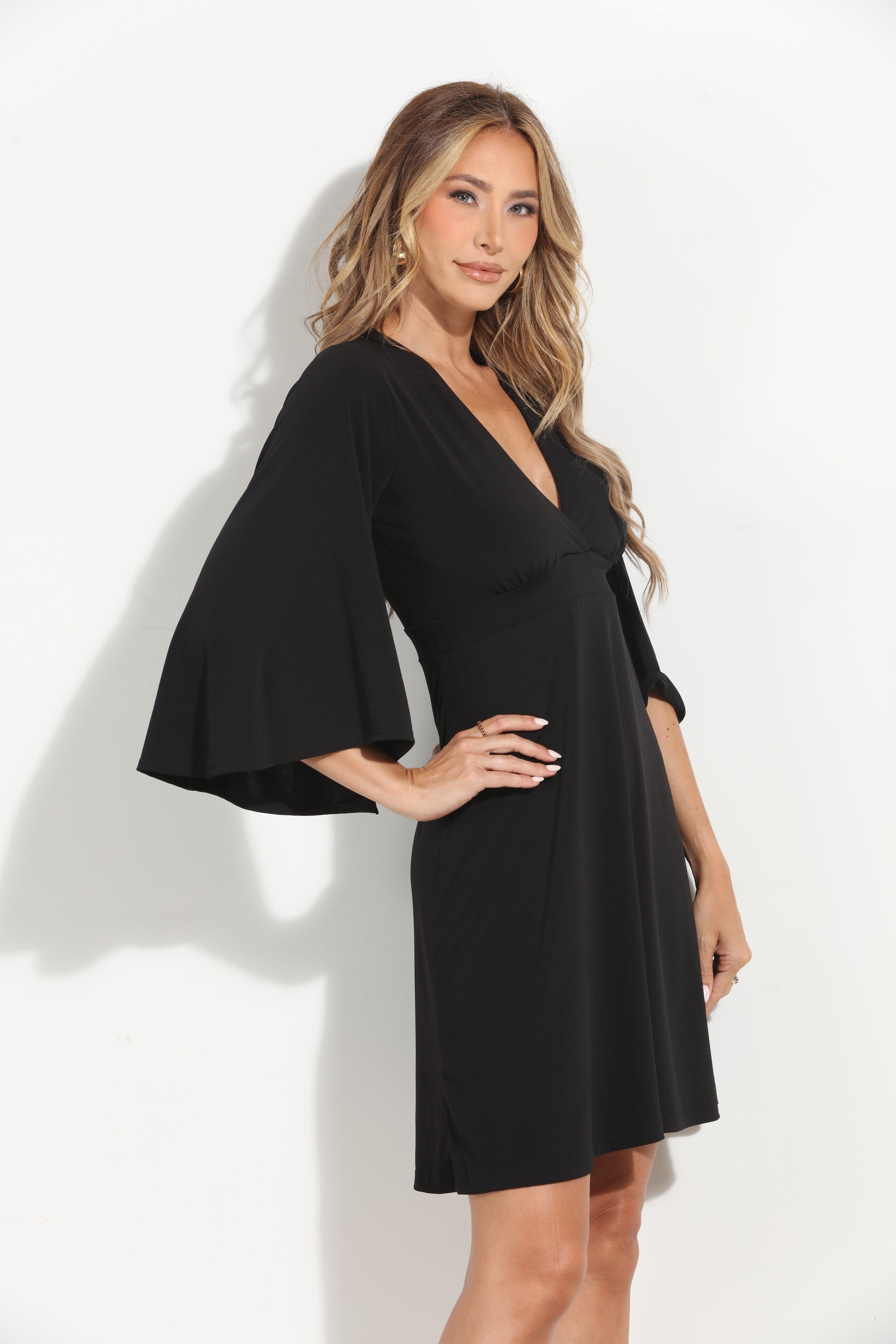 Black Stretch Kimono Sleeve Dress