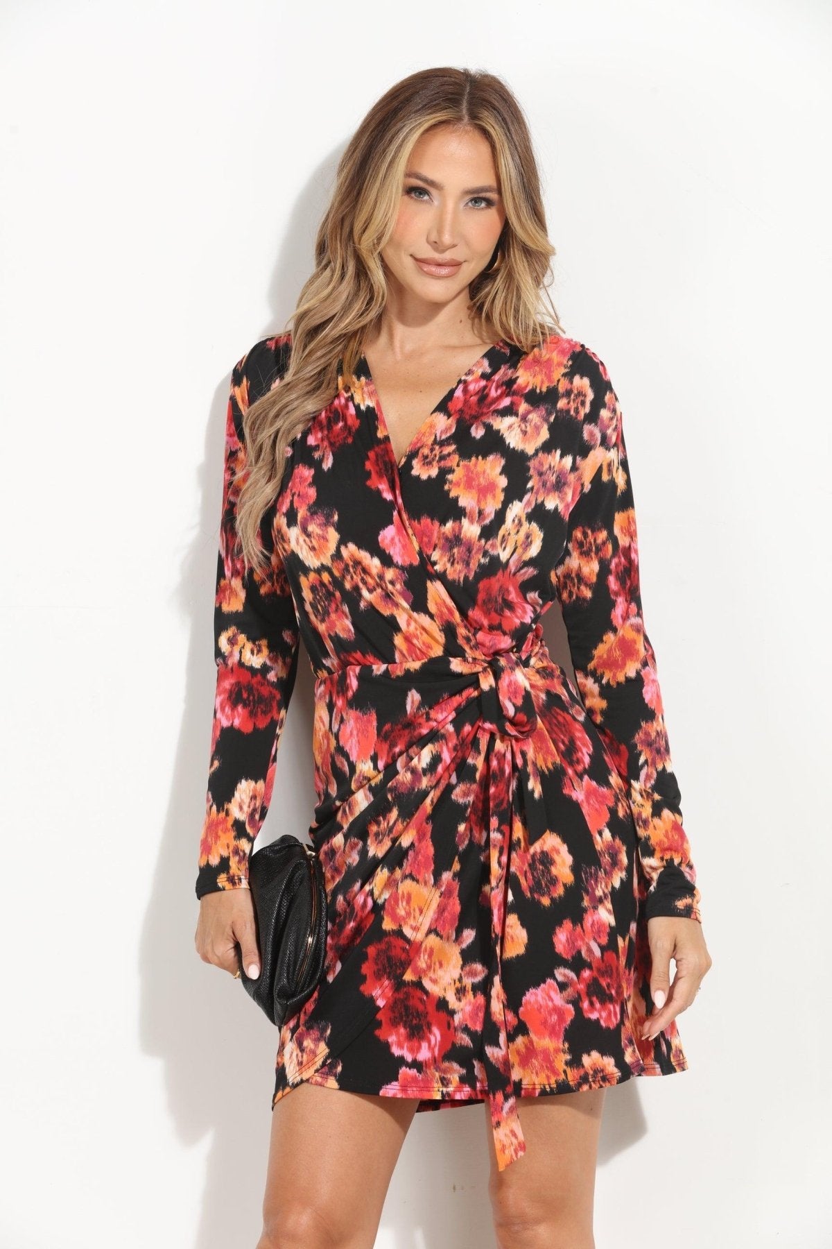 Olga Stretch Faux Wrap Dress-BEST SELLER