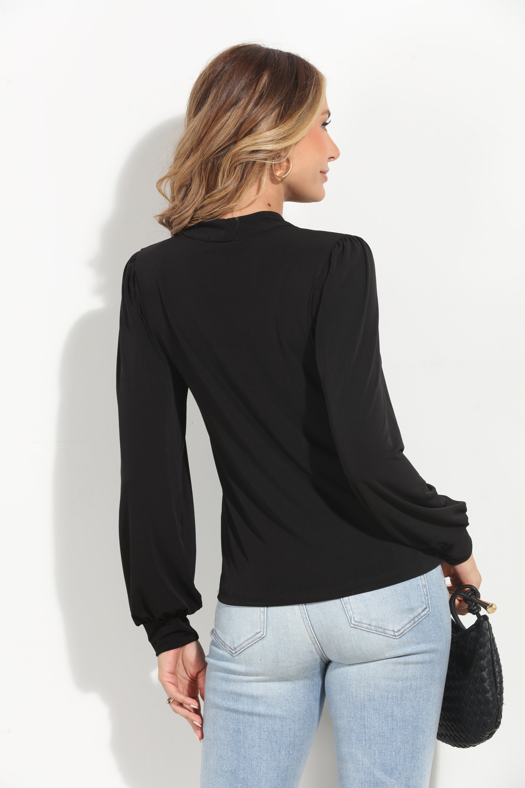 Black Stretch Keyhole Top