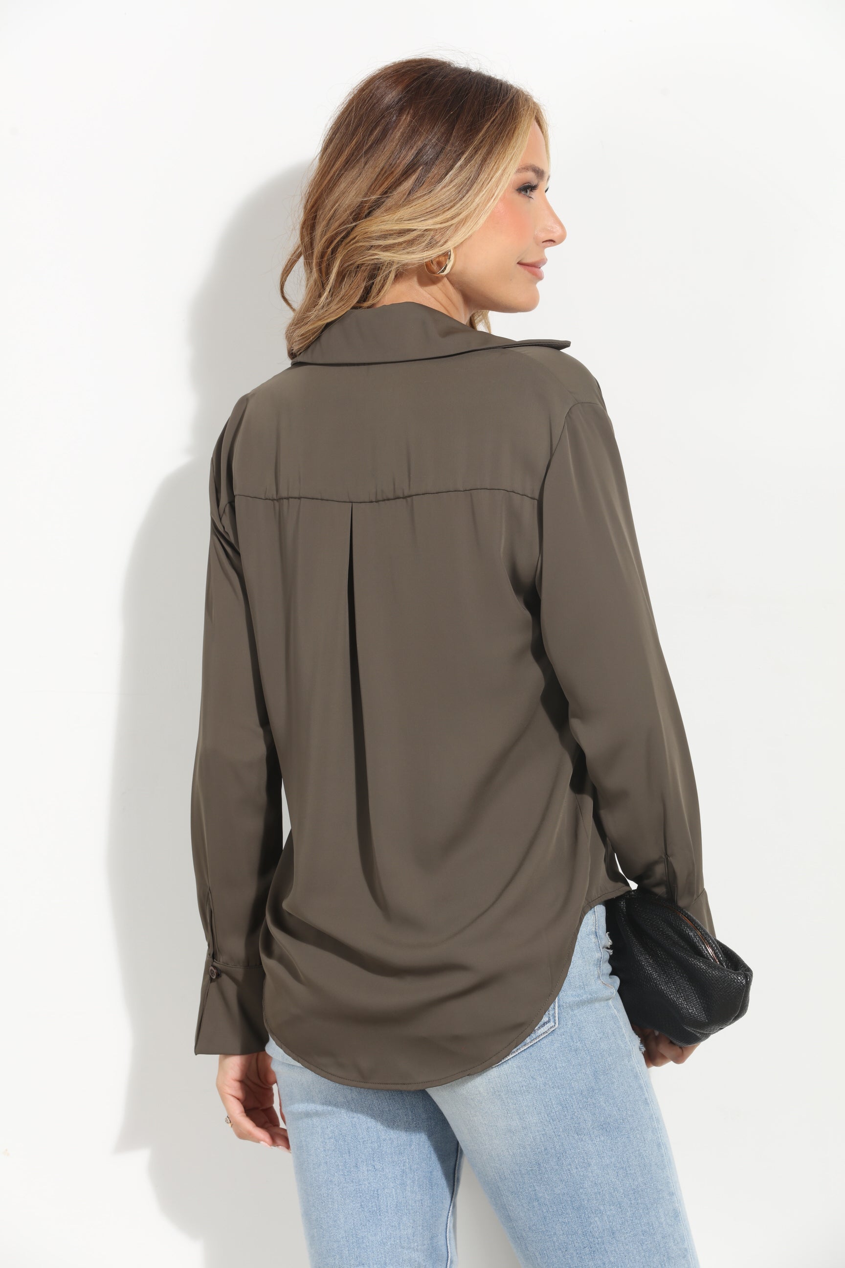 Army Politan Button Blouse-BEST SELLER