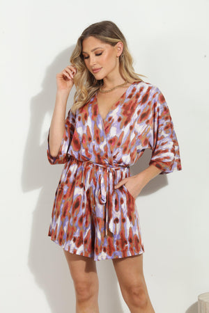 Kirin Kimono Sleeve Stretch Romper-FINAL SALE