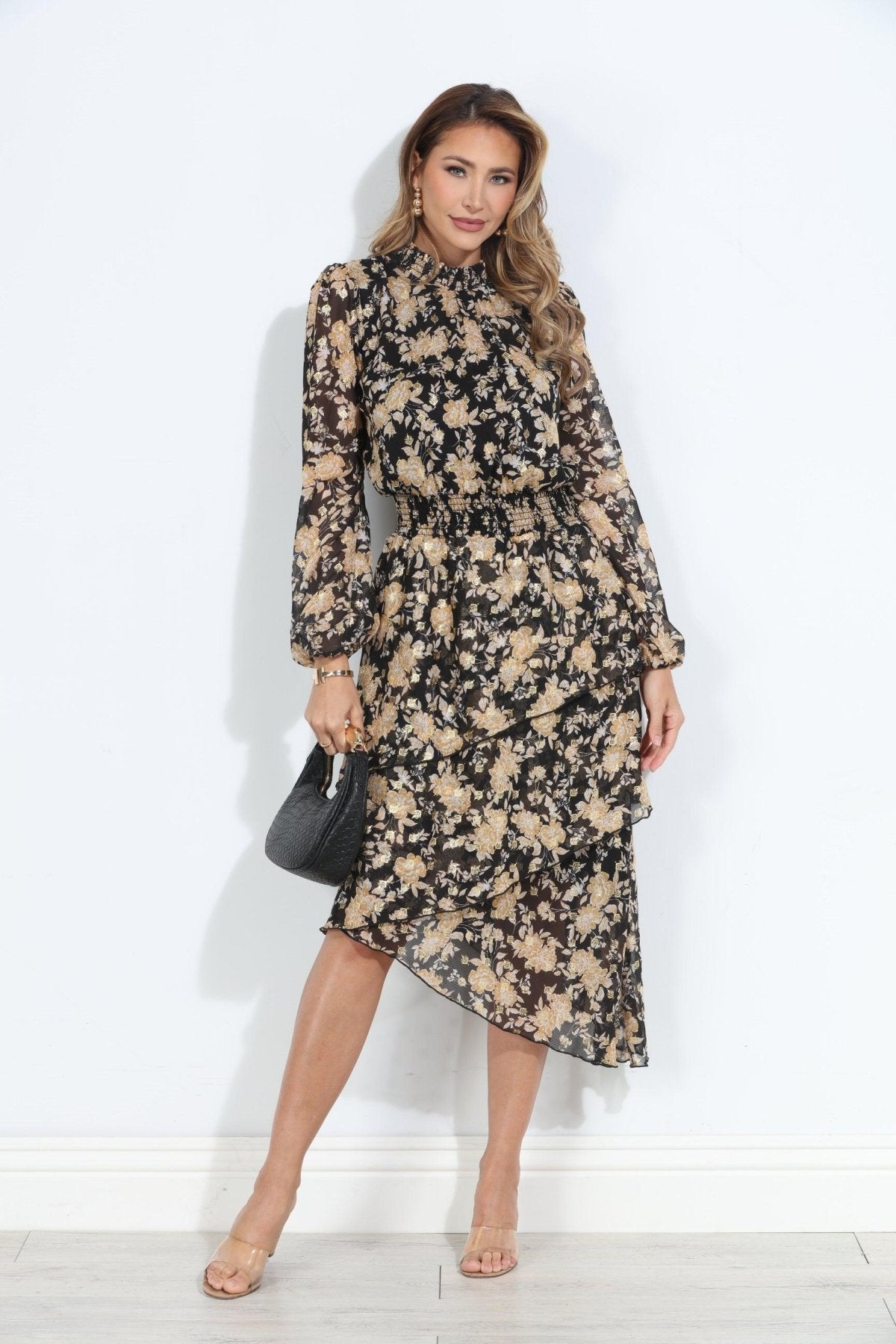 Whitney Long Sleeve Tiered Ruffle Maxi Dress