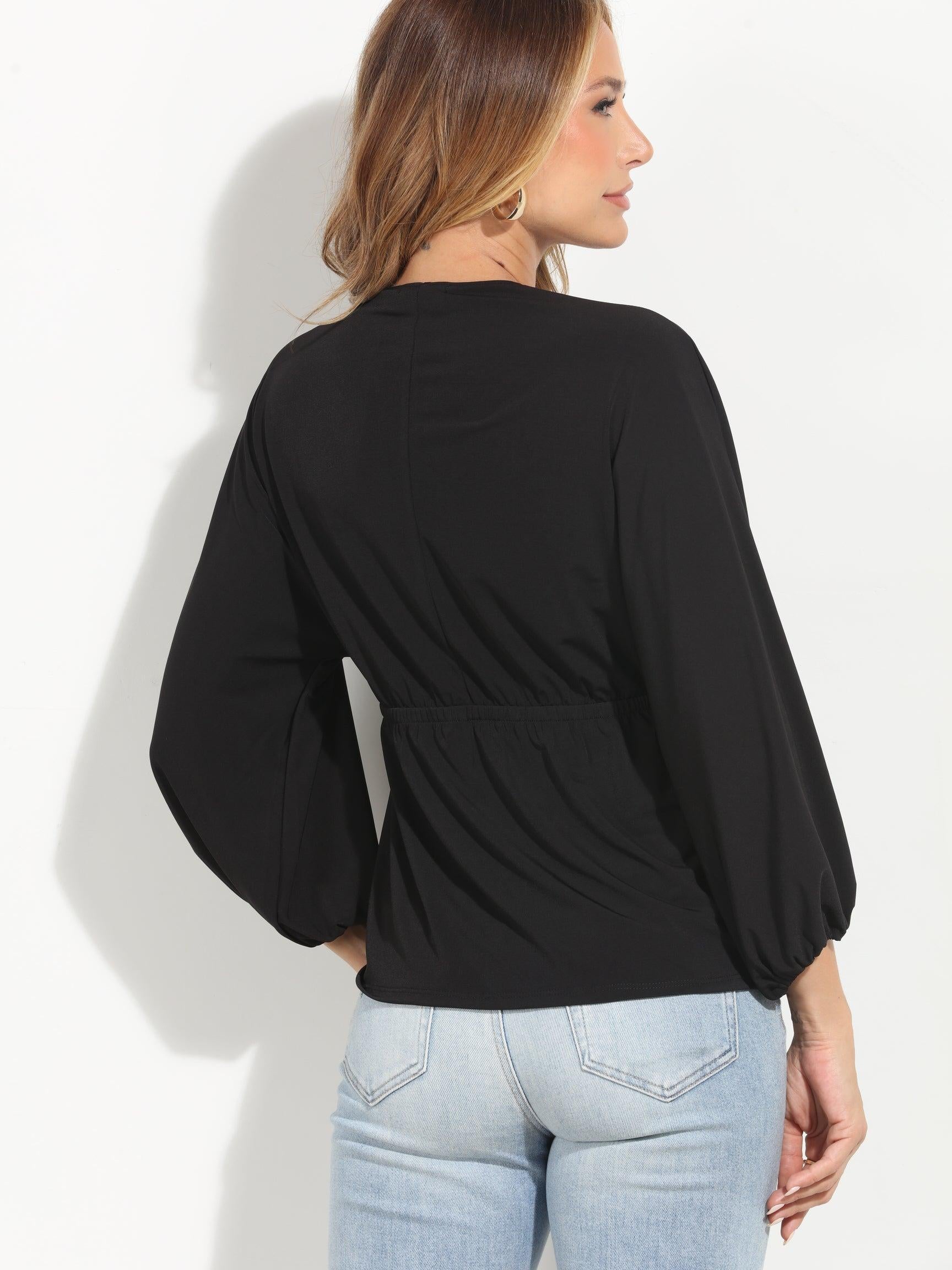 Black Stretch Empire Waist Top