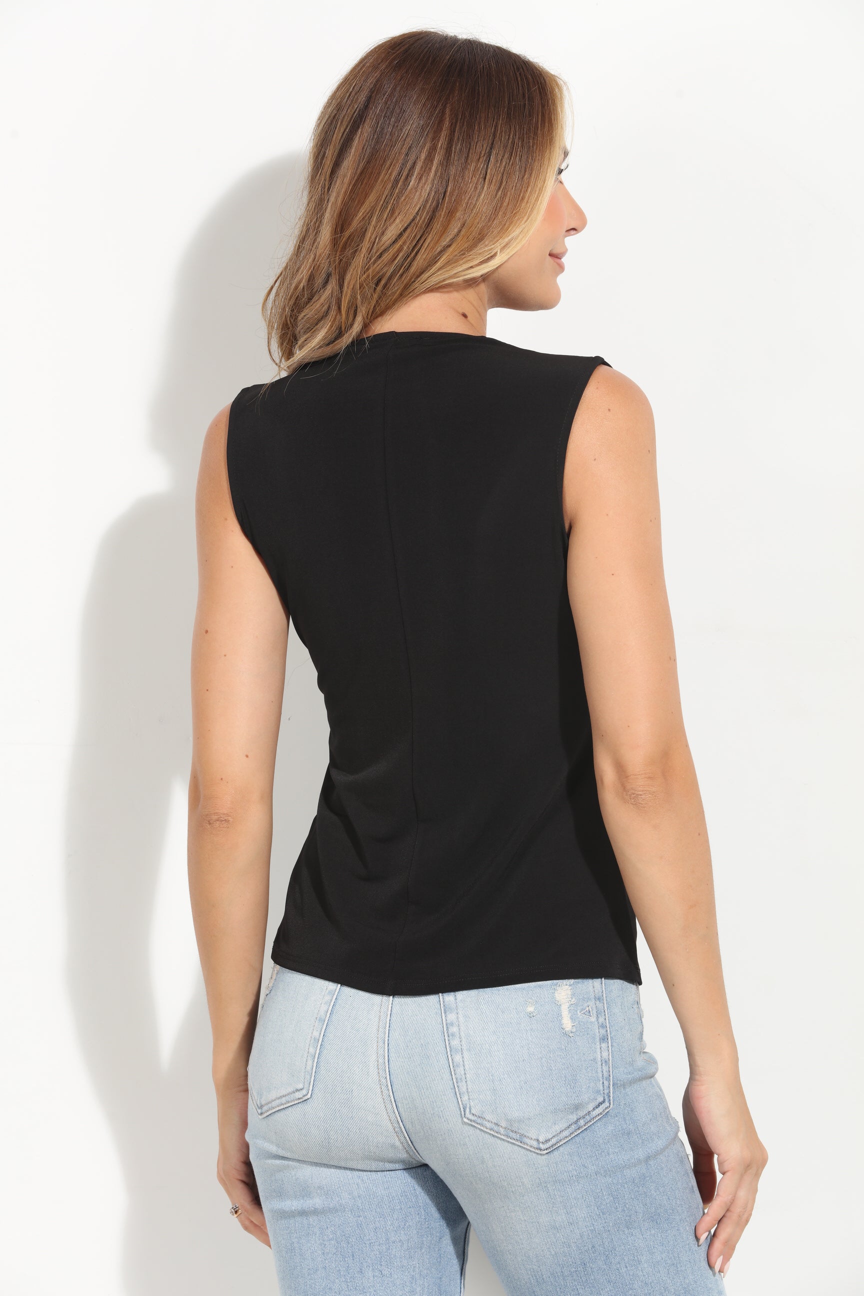 Black Stretch V Tank-BEST SELLER