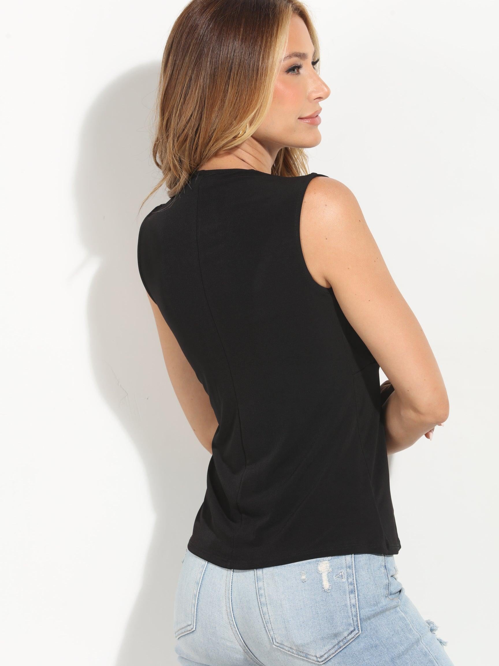Black Stretch V Tank-BEST SELLER
