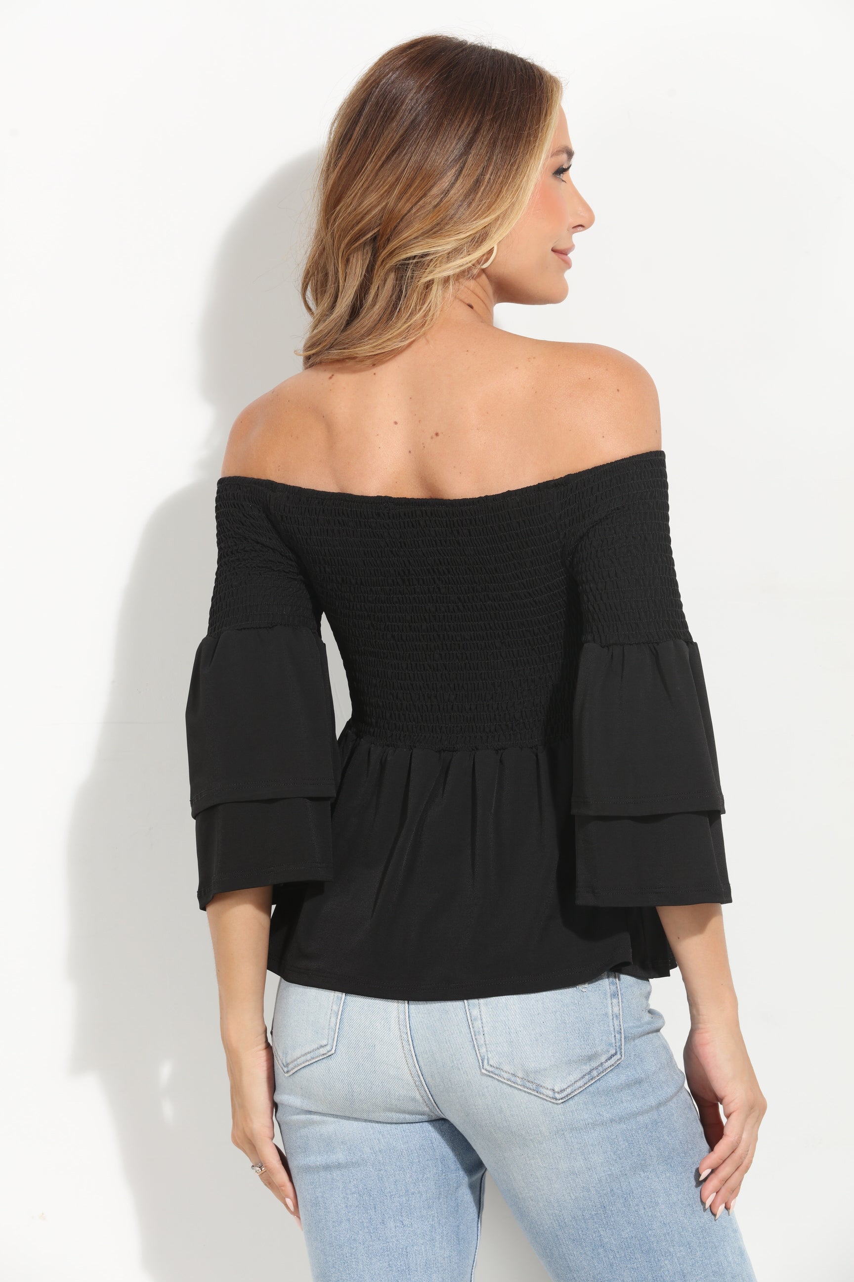 Black Stretch OTS Top