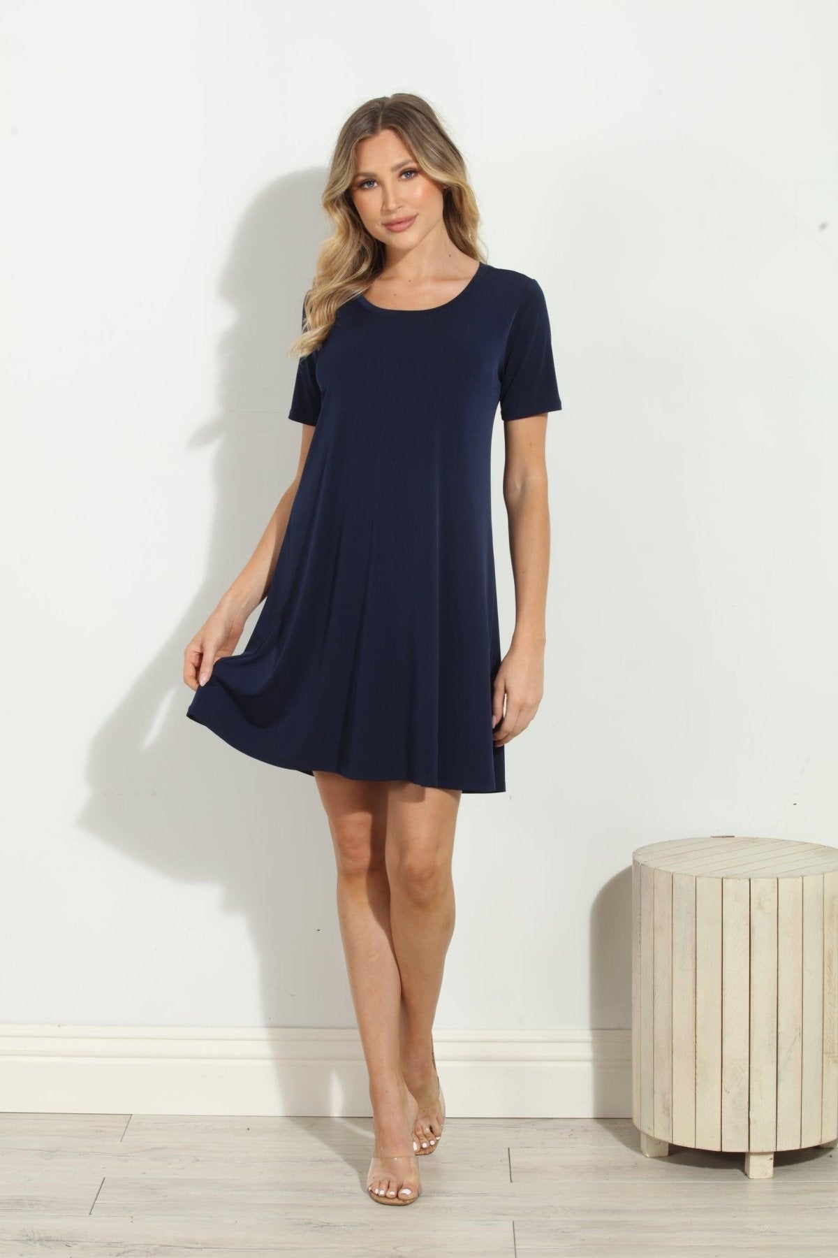 Navy ITY Stretch Swing Dress-BEST SELLER