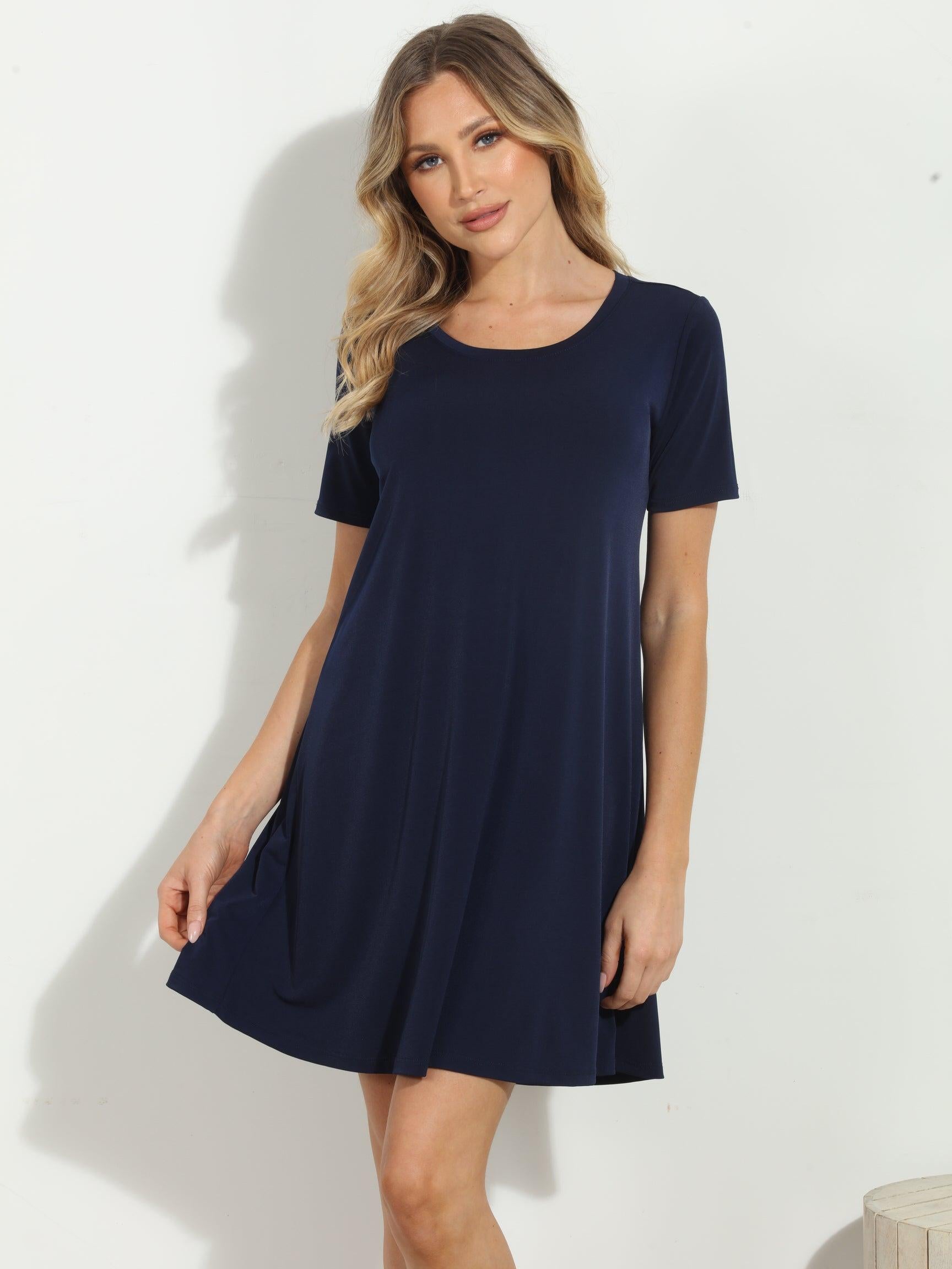 Navy ITY Stretch Swing Dress-BEST SELLER