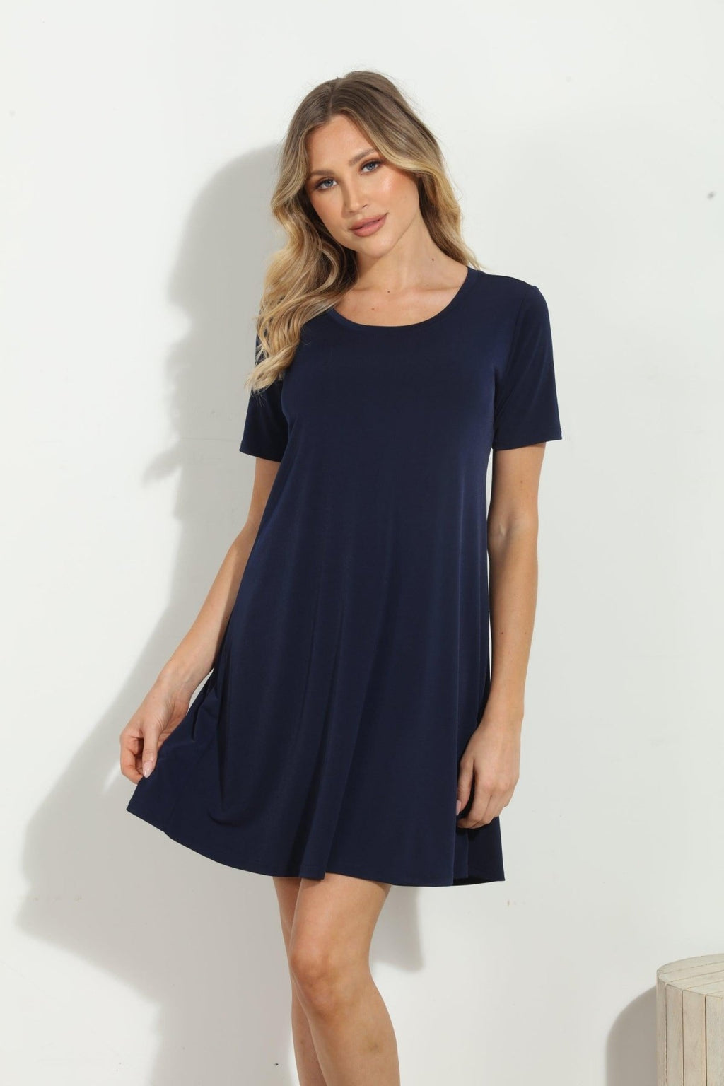 Navy ITY Stretch Swing Dress-BEST SELLER