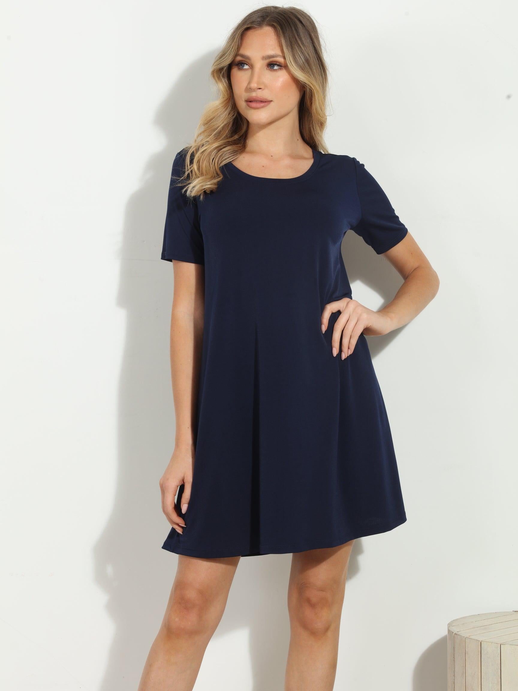 Navy ITY Stretch Swing Dress-BEST SELLER
