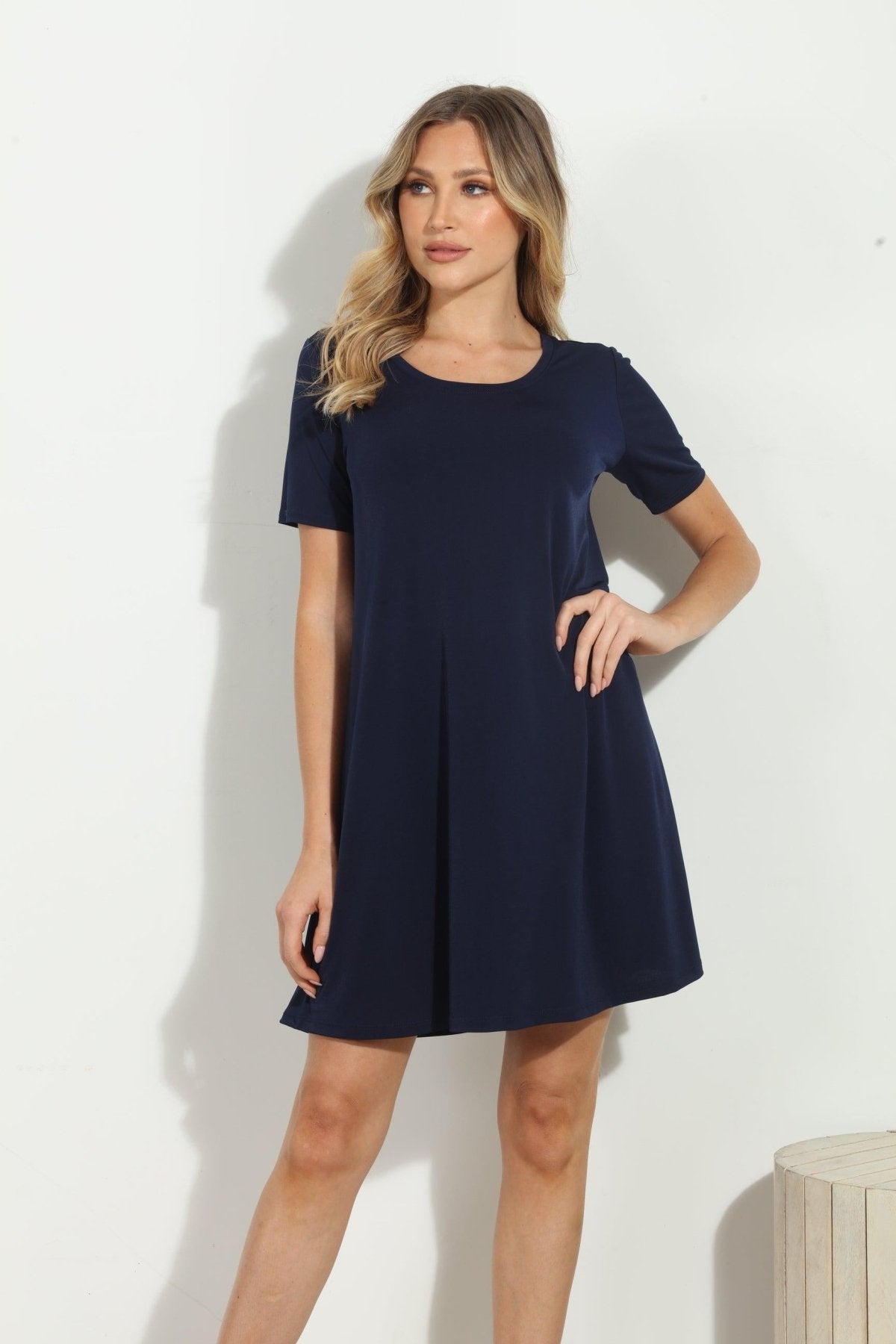 Navy ITY Stretch Swing Dress-BEST SELLER