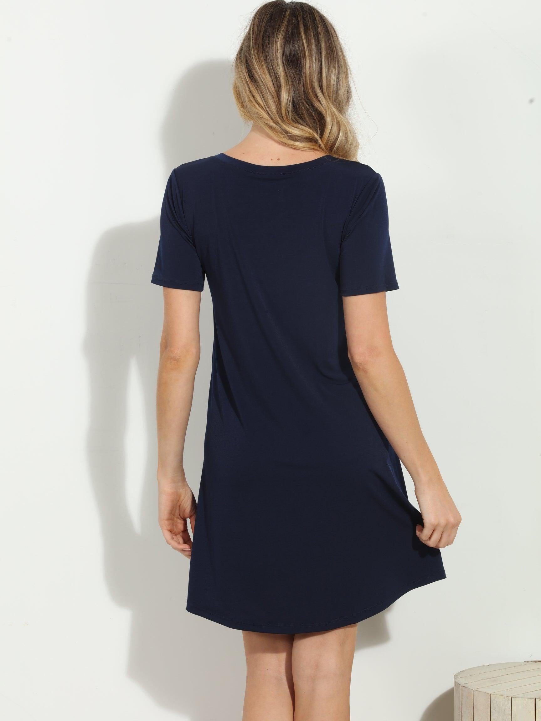 Navy ITY Stretch Swing Dress-BEST SELLER