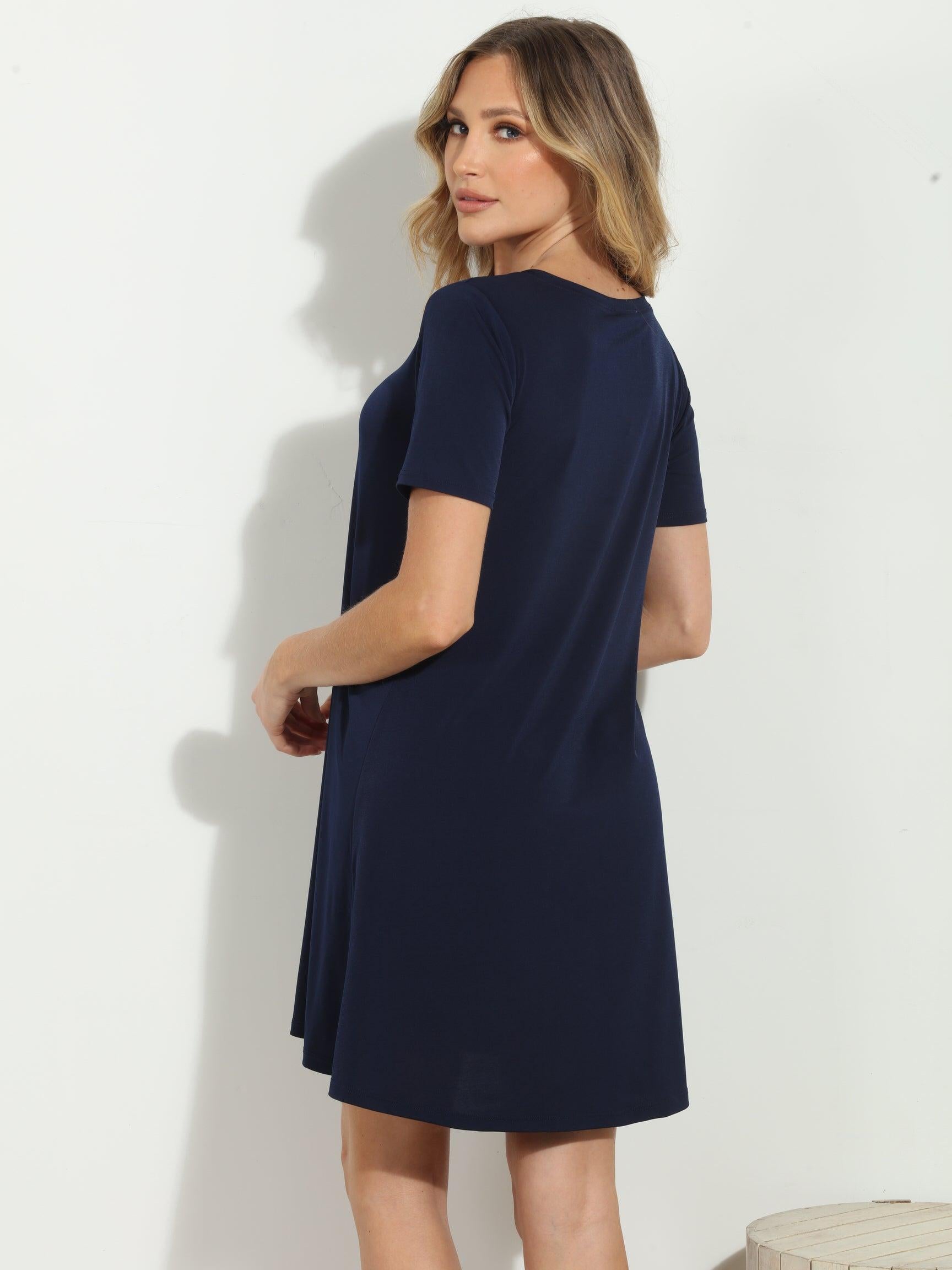 Navy ITY Stretch Swing Dress-BEST SELLER
