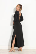 Black Low Back Midi Dress