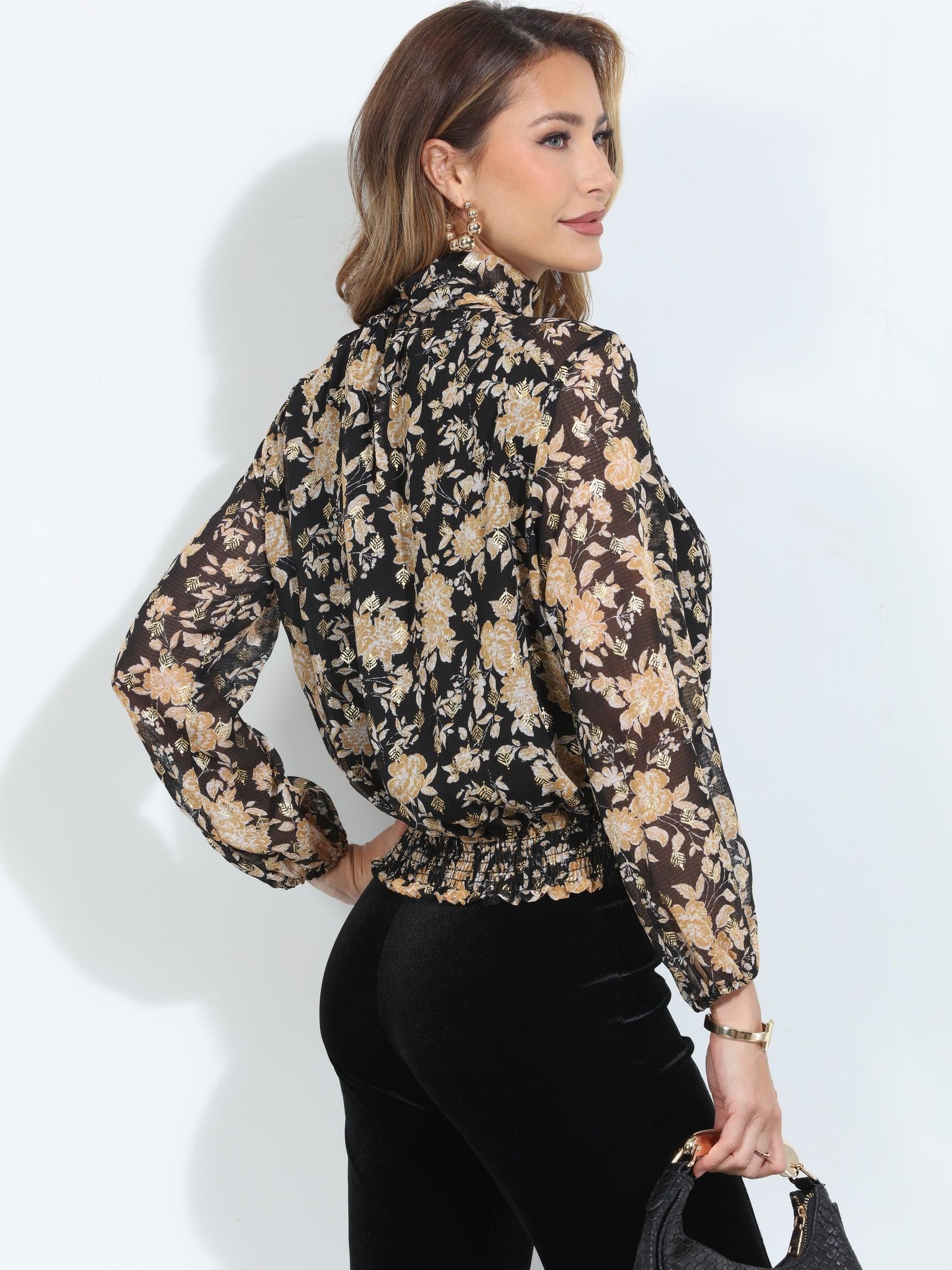 Whitney Mock Neck Blouse-FINAL SALE