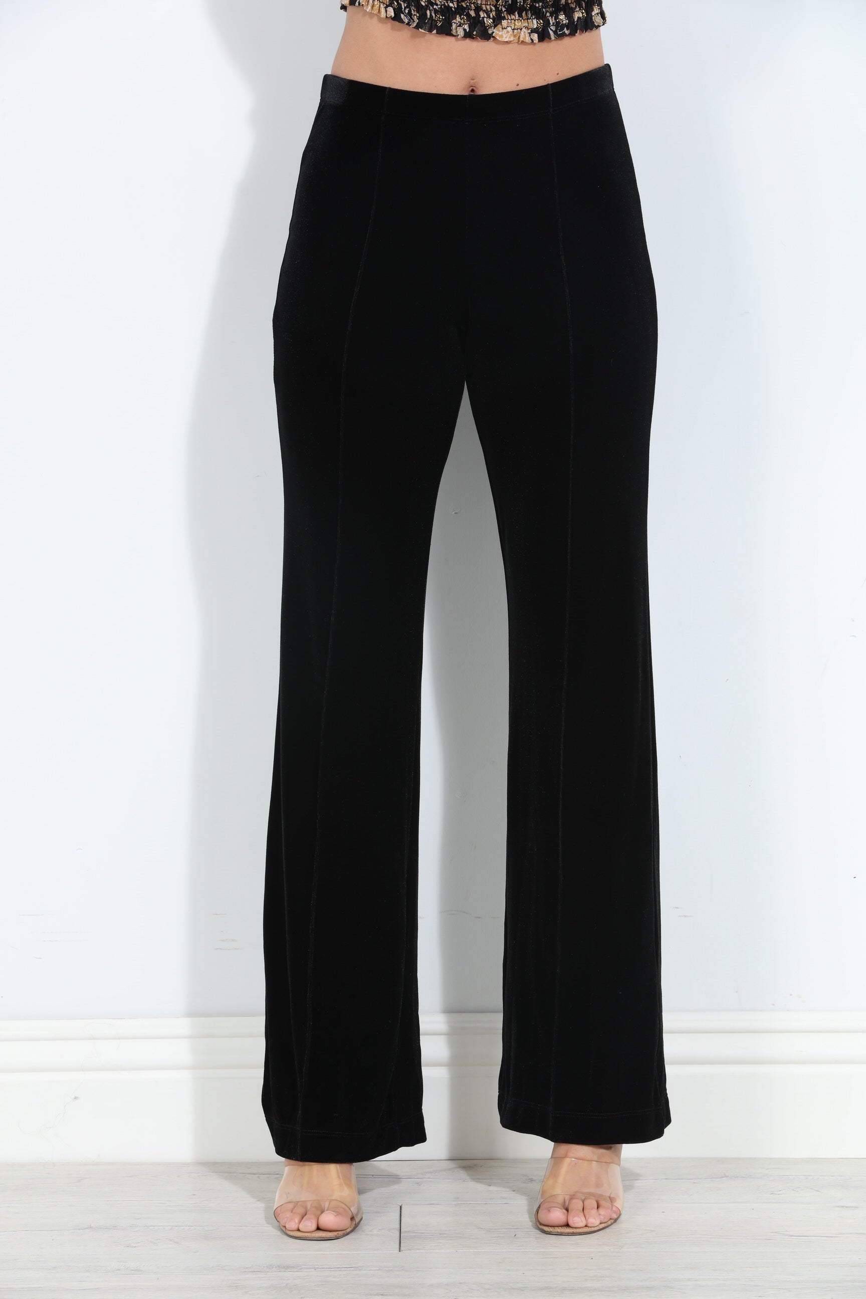 Black Velvet Palazzo Leg Pants-BEST SELLER