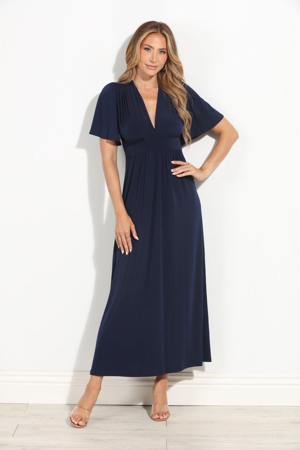 elisa long flutter sleeve maxi dress Armoire