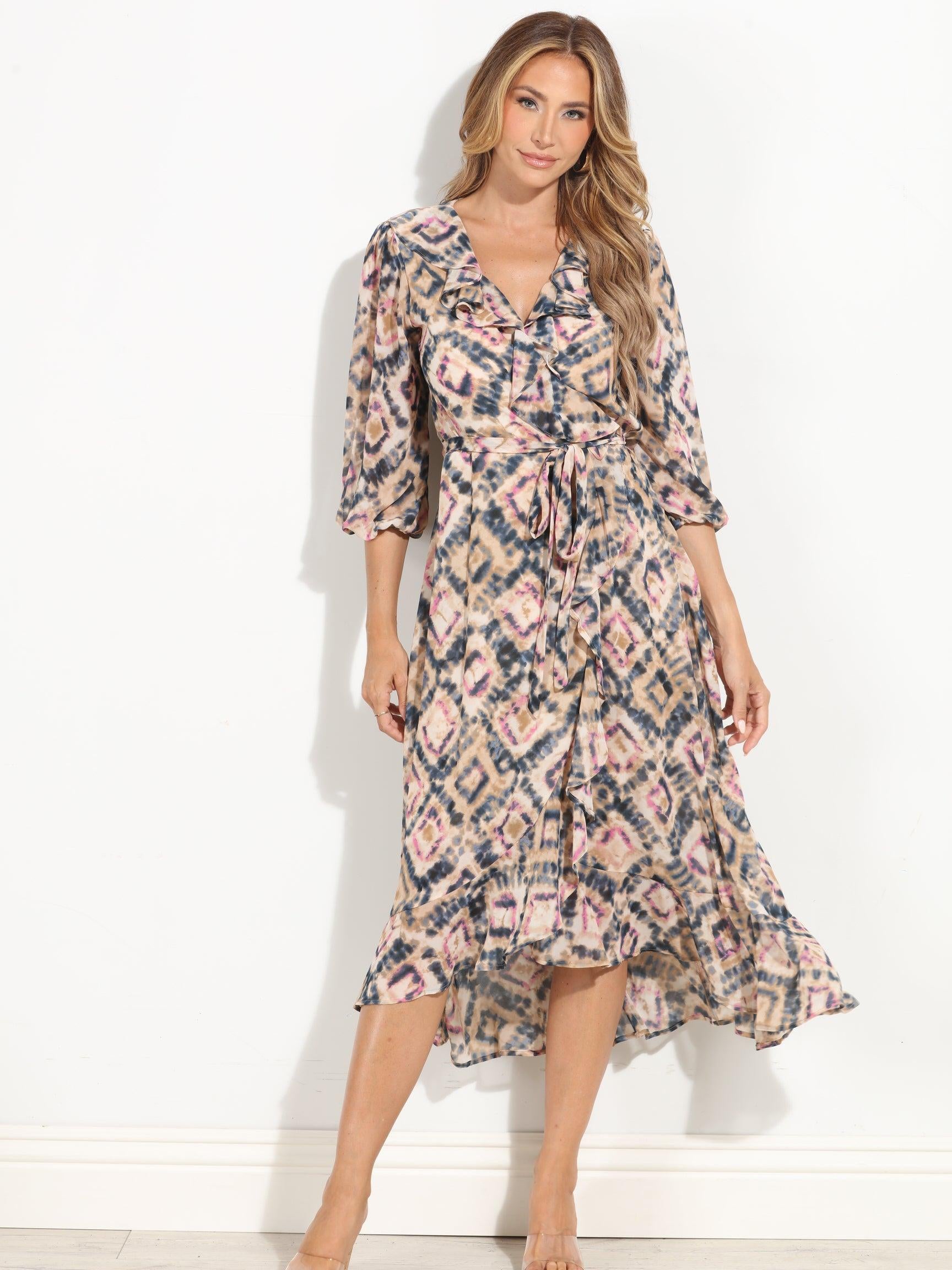 Nova Chiffon Ruffle Wrap Dress-BEST SELLER