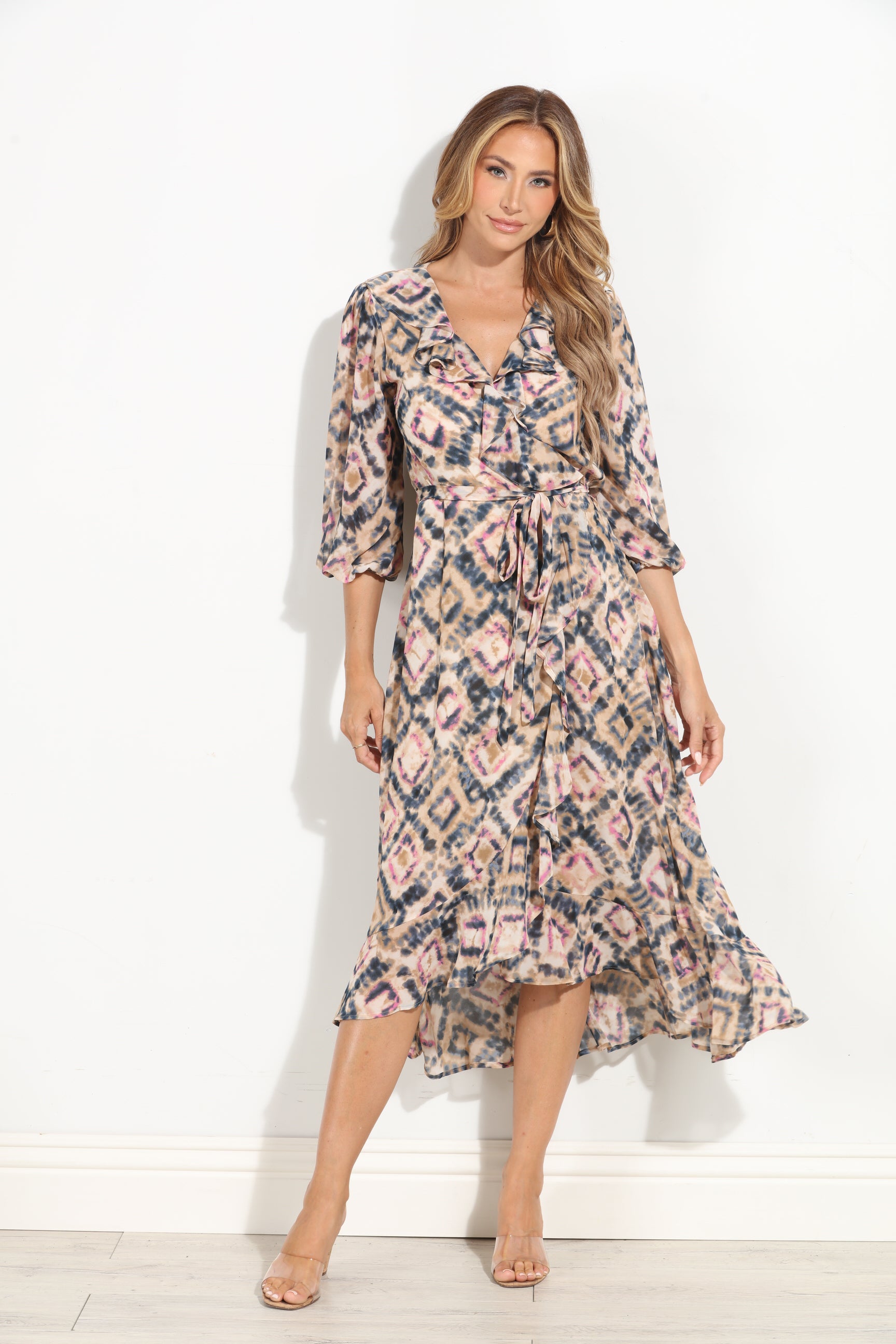 Nova Chiffon Ruffle Wrap Dress