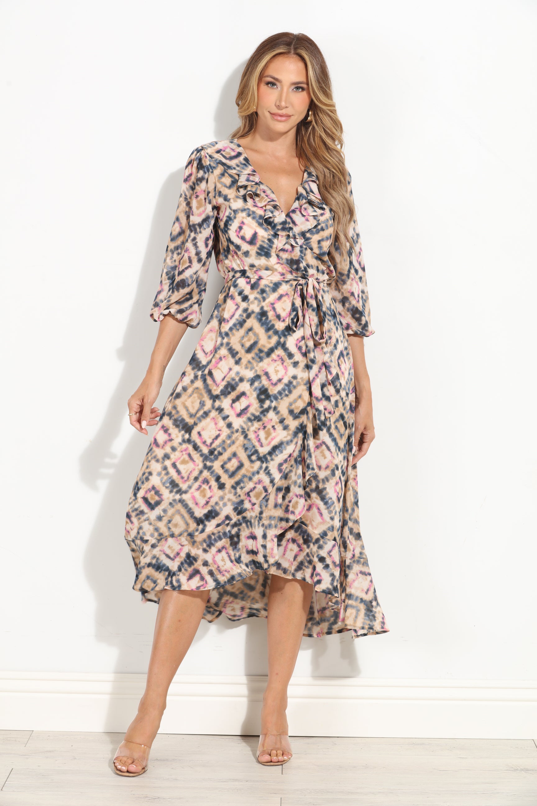 Nova Chiffon Ruffle Wrap Dress